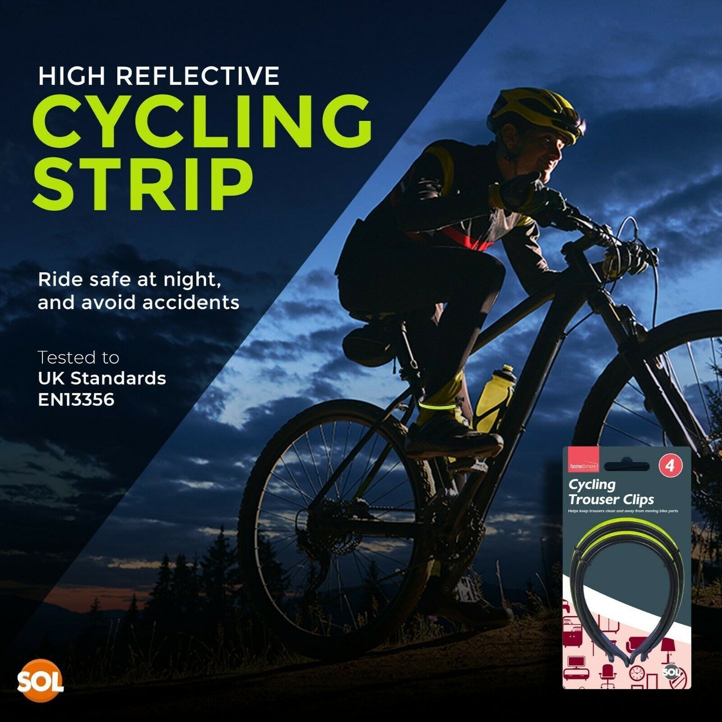 Cycle Clips Reflective Bands | Bike Trouser Strap 4 Pack