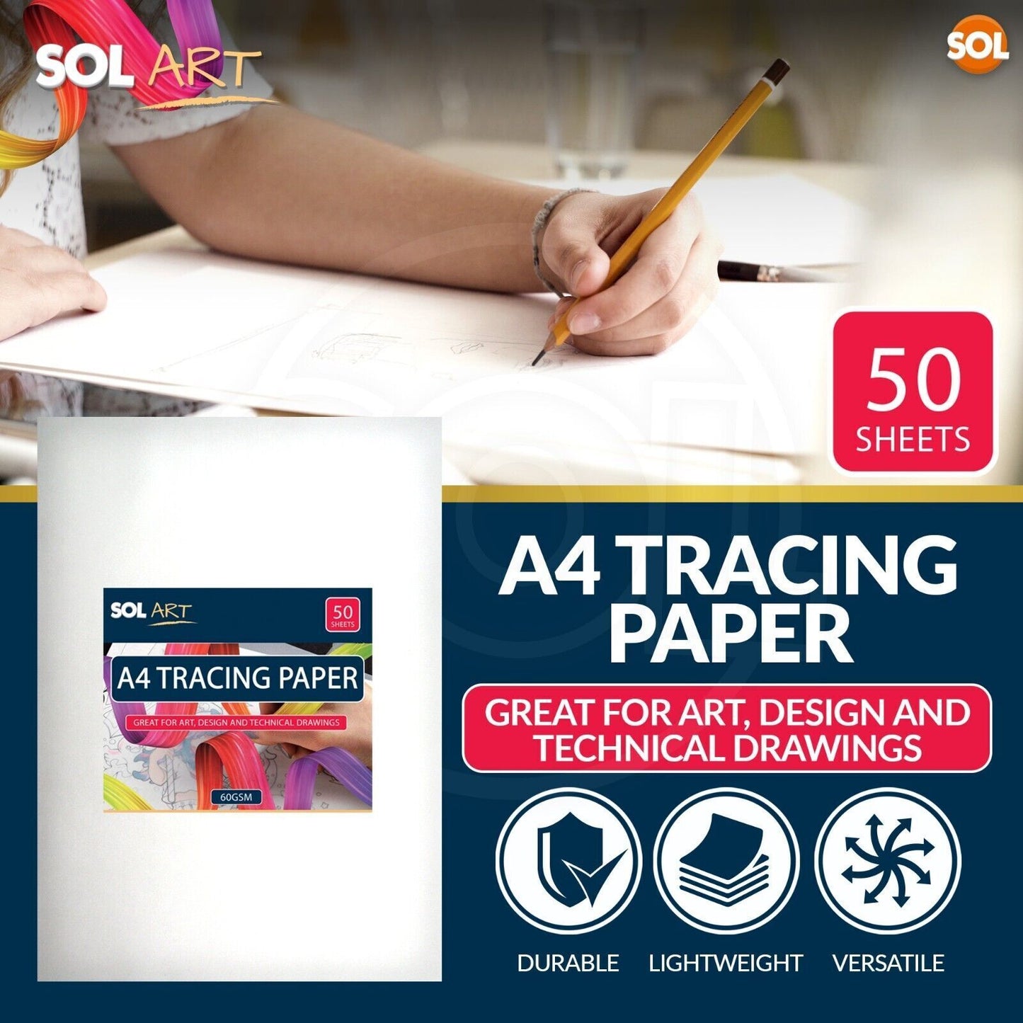 Tracing Paper Sheets | A4 60GSM Translucent Drawing & Art | 50 Sheets