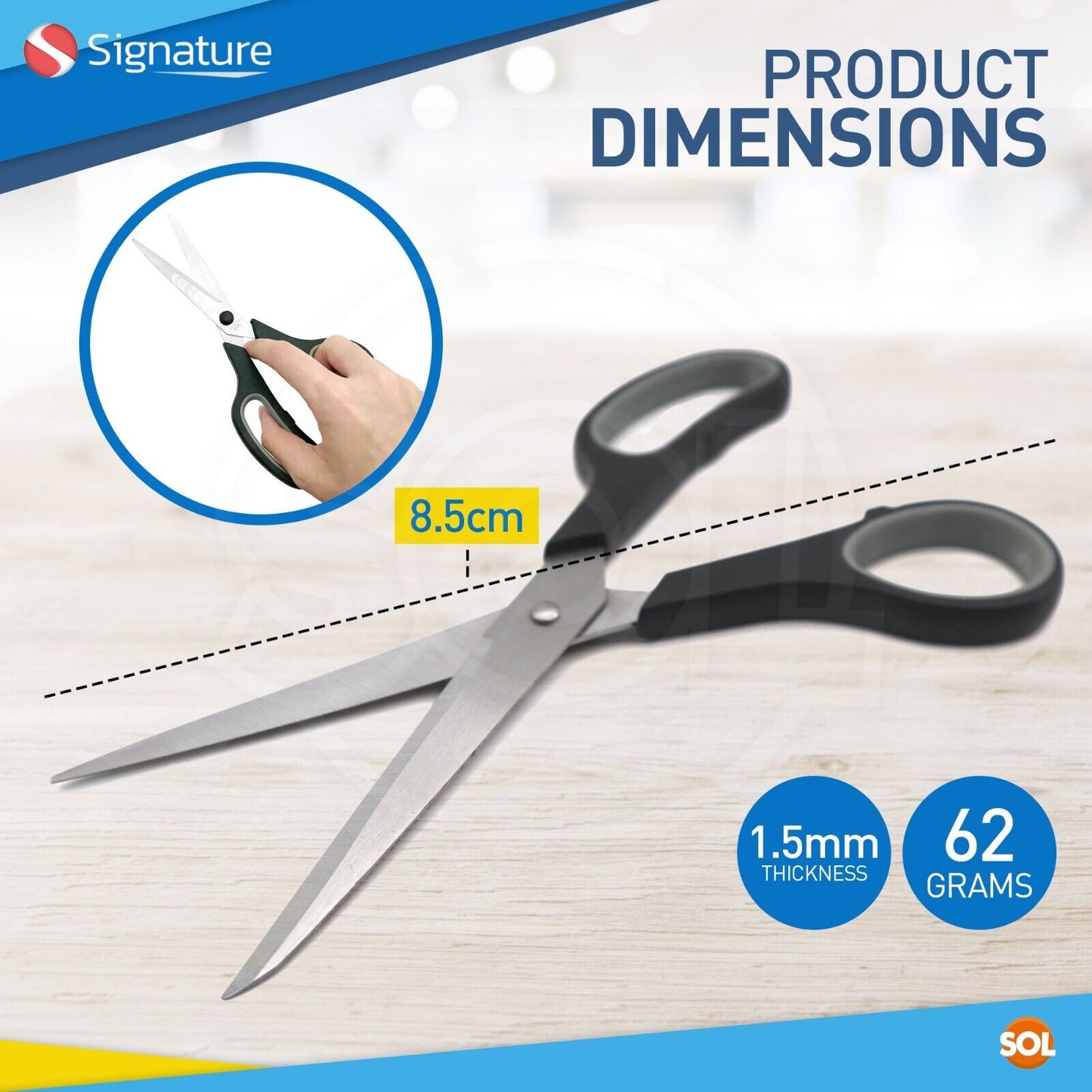 Stainless Steel Craft Scissors 21.5cm | Comfort Grip 8 Inch | 2 Pack