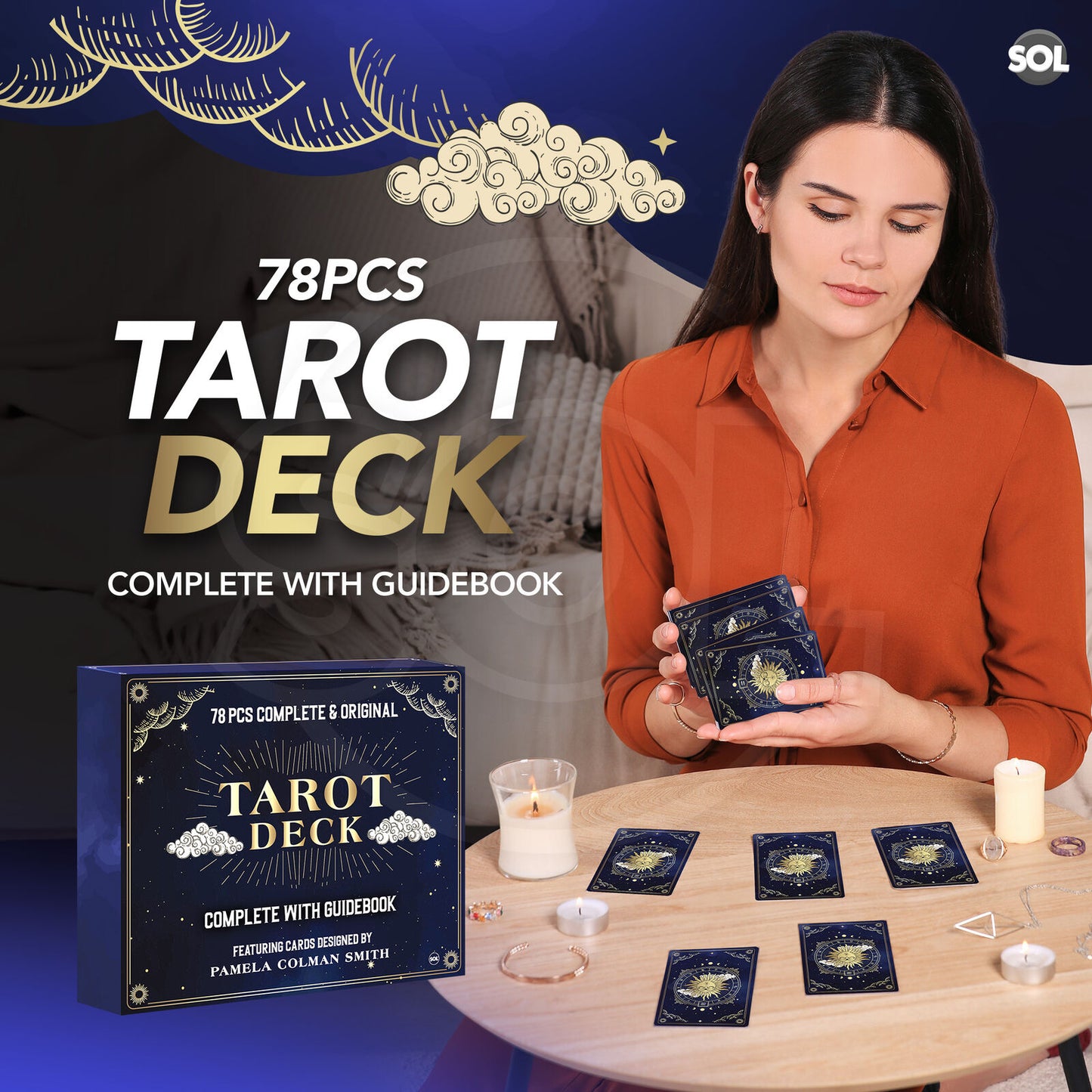 Tarot Cards Deck Set | Beginners Guide Book Party Game | 78 Cards