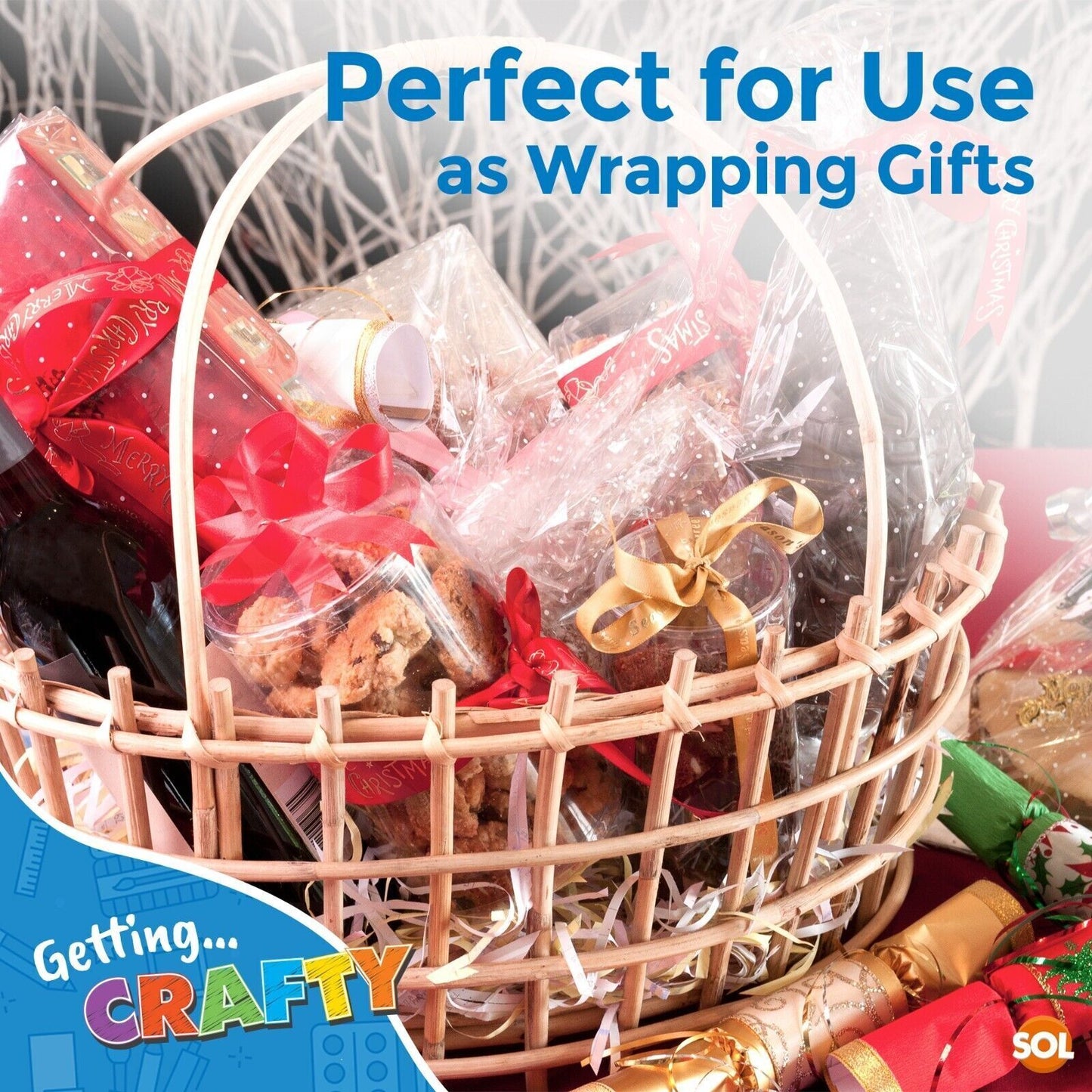 Clear Cellophane Sheets 70cm x 50cm | Gift Wrap See Through | 6 Pack