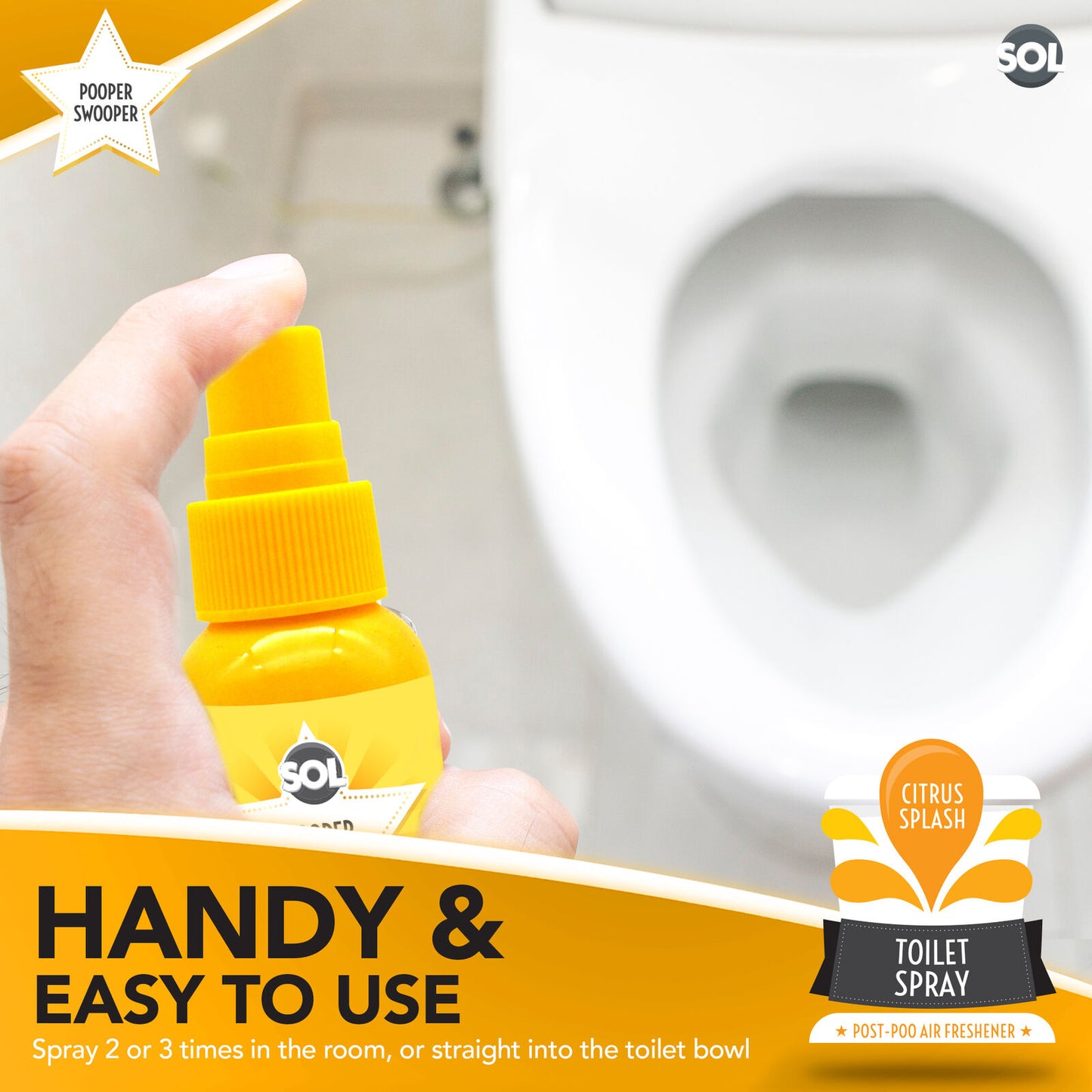 Pooper Star Toilet Spray | Citrus Fragrance Air Freshener | 3 Pack