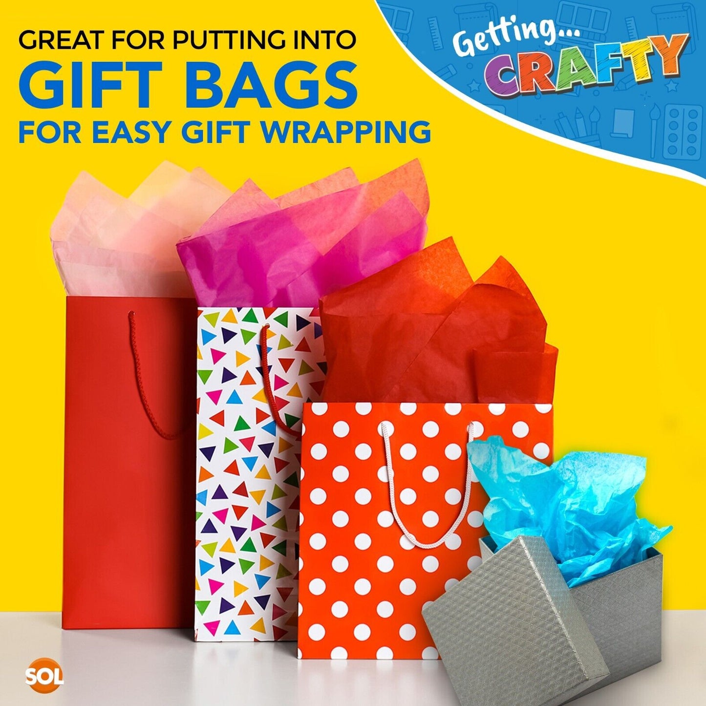 Multi Coloured Tissue Paper Sheets | Gift Wrap 50x35cm | 40 Pack