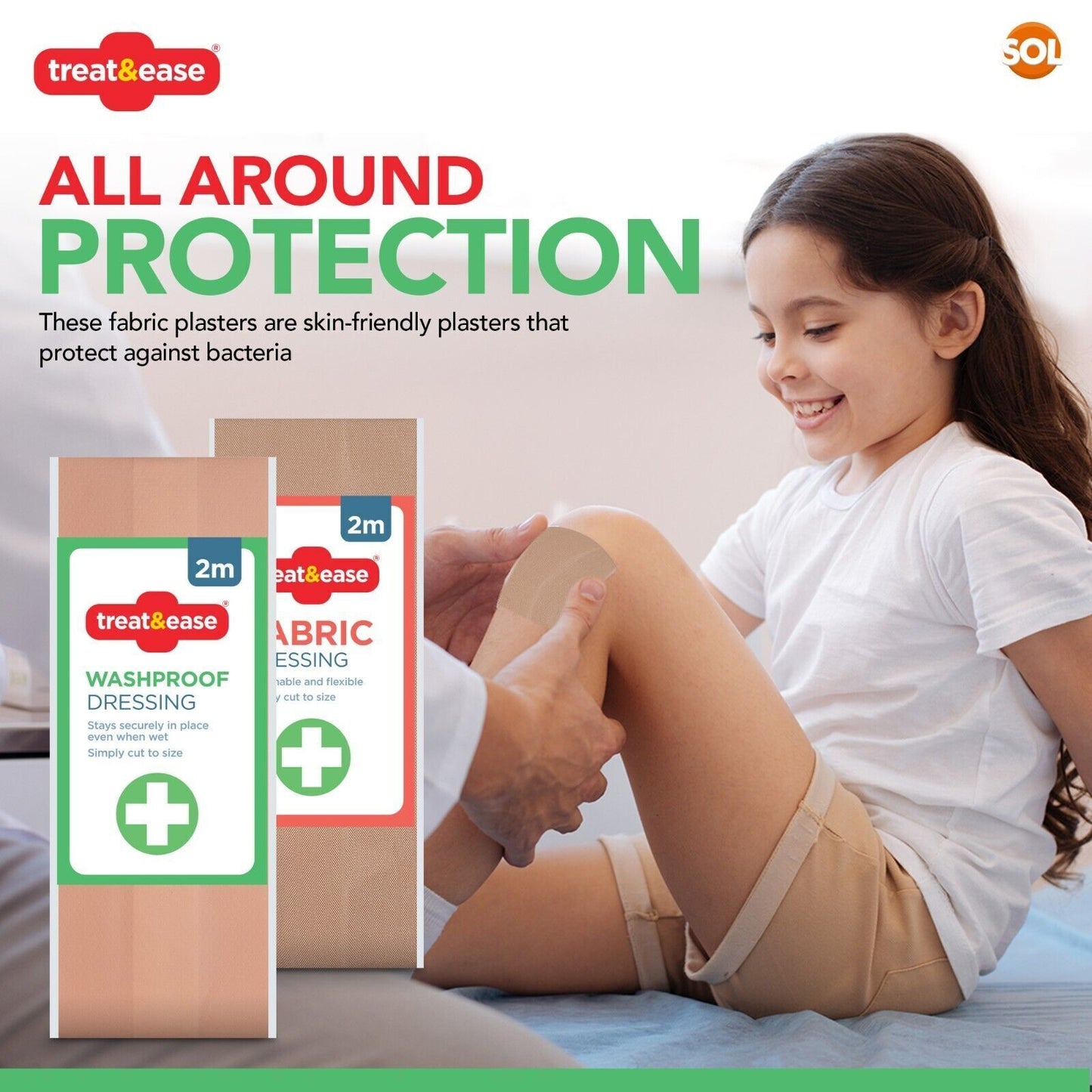 Washproof & Fabric Dressing Strip 2M x 6.5CM | Premium Adhesive Plasters | 2 Pack