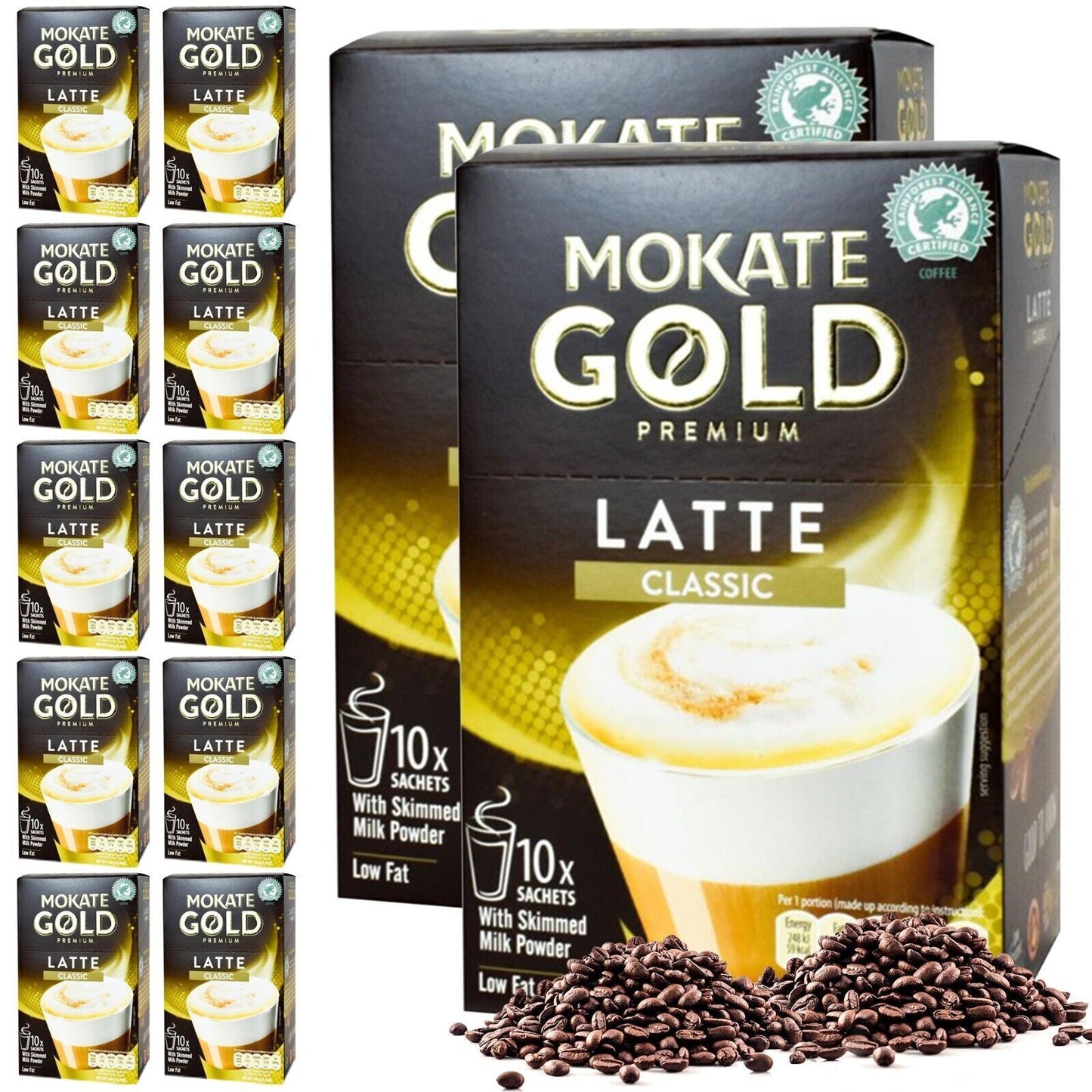 60-120 Mokate Gold Latte Coffee Sachets | Premium Caramel Classic Instant Sticks