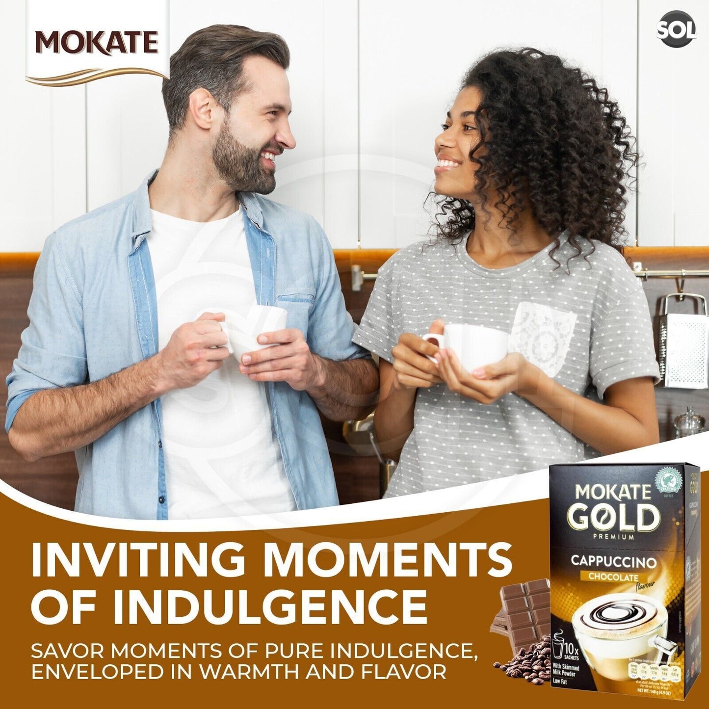 Mokate Gold Cappuccino Coffee Sachets | Classic & Chocolate Instant | 60 Pack