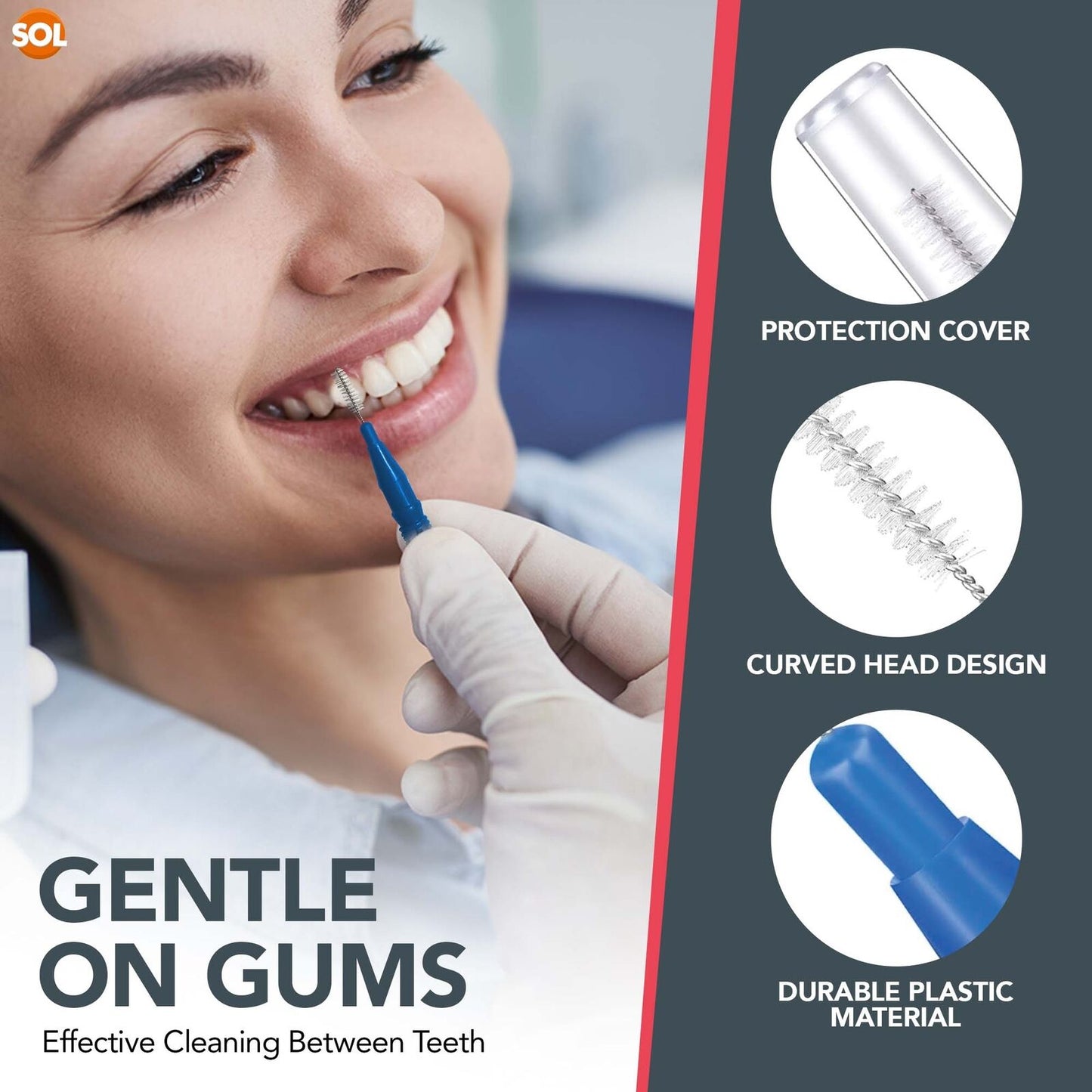 Interdental Brushes Blue & Red | Teeth Cleaning Picks | 180 Pack