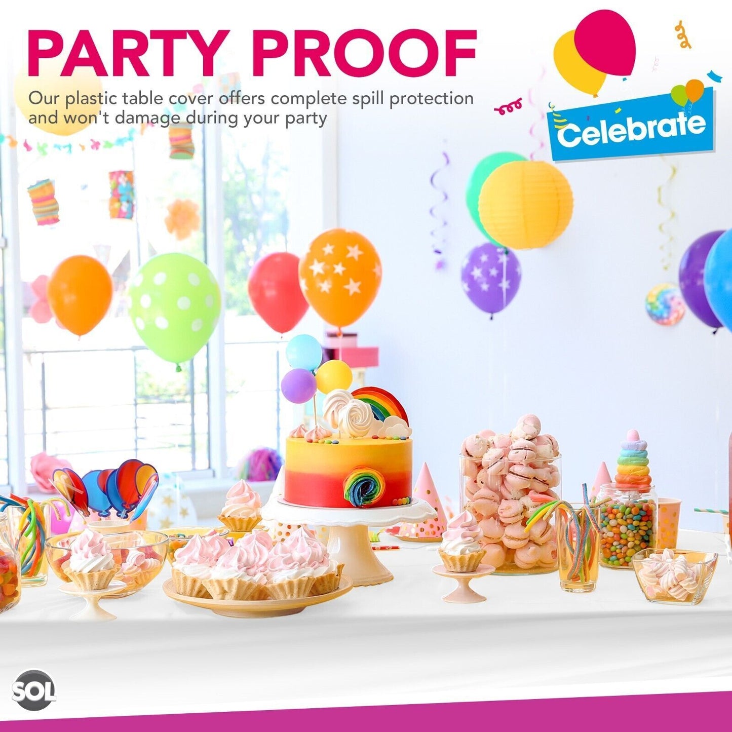 White Plastic Rectangular Table Covers | Wipe Clean Party Tablecloths | 2 Pack