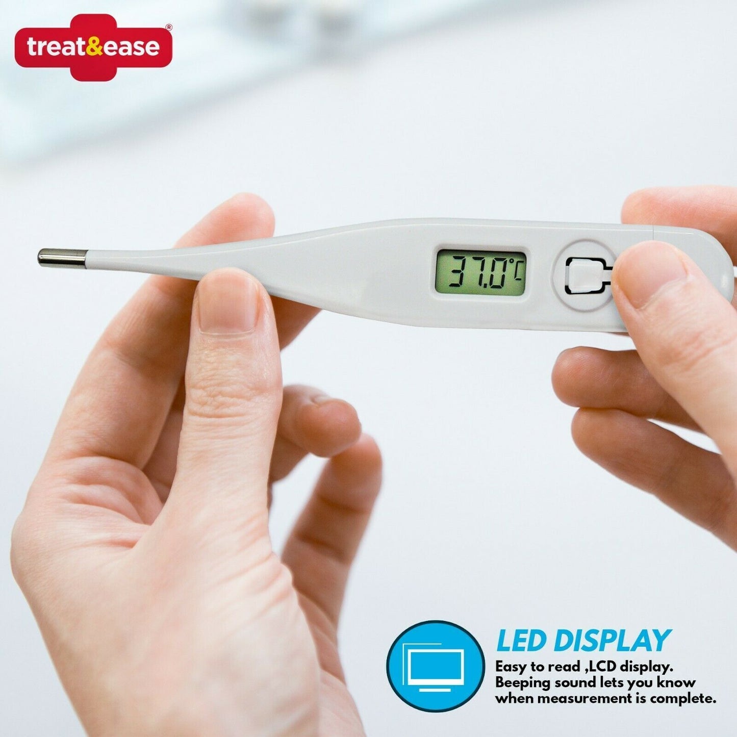 2pk Digital Thermometer Medical LCD Audible Alarm Baby Adult Oral Ear Body Fever