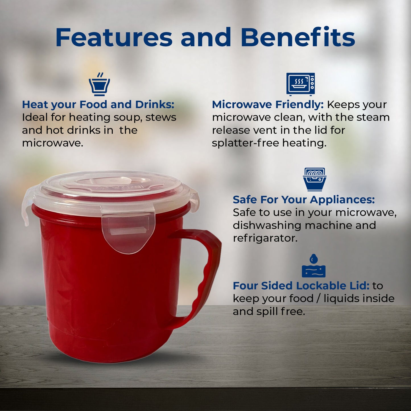 Microwave Soup Mug 700ml | Airtight Food Bowl Cup | 2 Pack