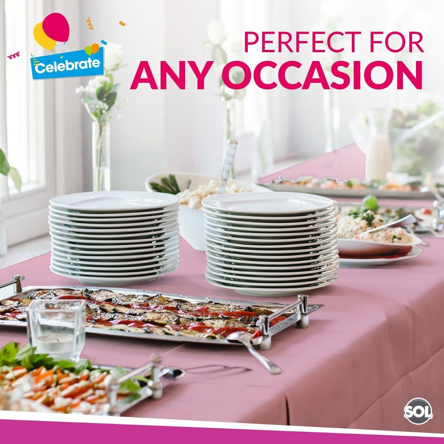 Plastic Table Cloth Covers Rectangular | Party Tableware | 2 Pack