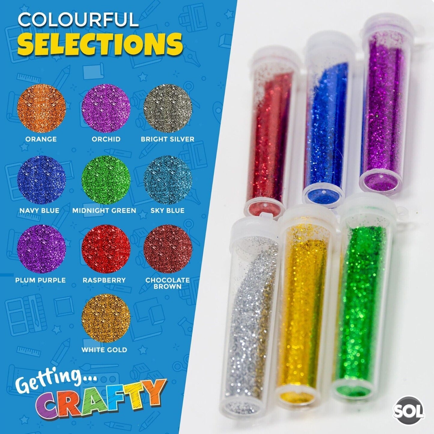 Glitter Tubes Assorted Colours | Shaker Pots Art & Craft | 20 Pack