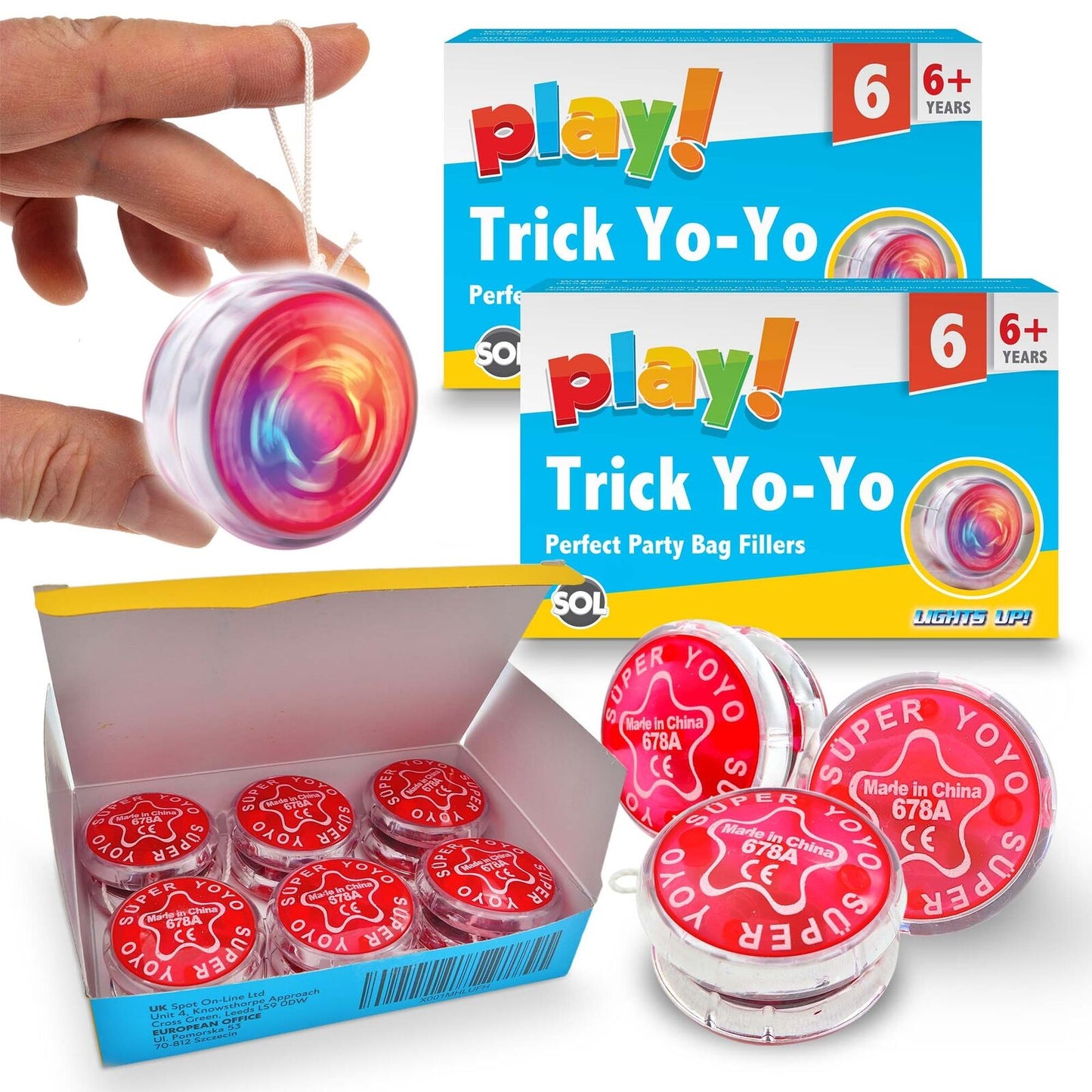 Professional YoYo Light Up Kids Toy Pro Stunt Trick Flashing Clutch Yo Yo | 6 Pack
