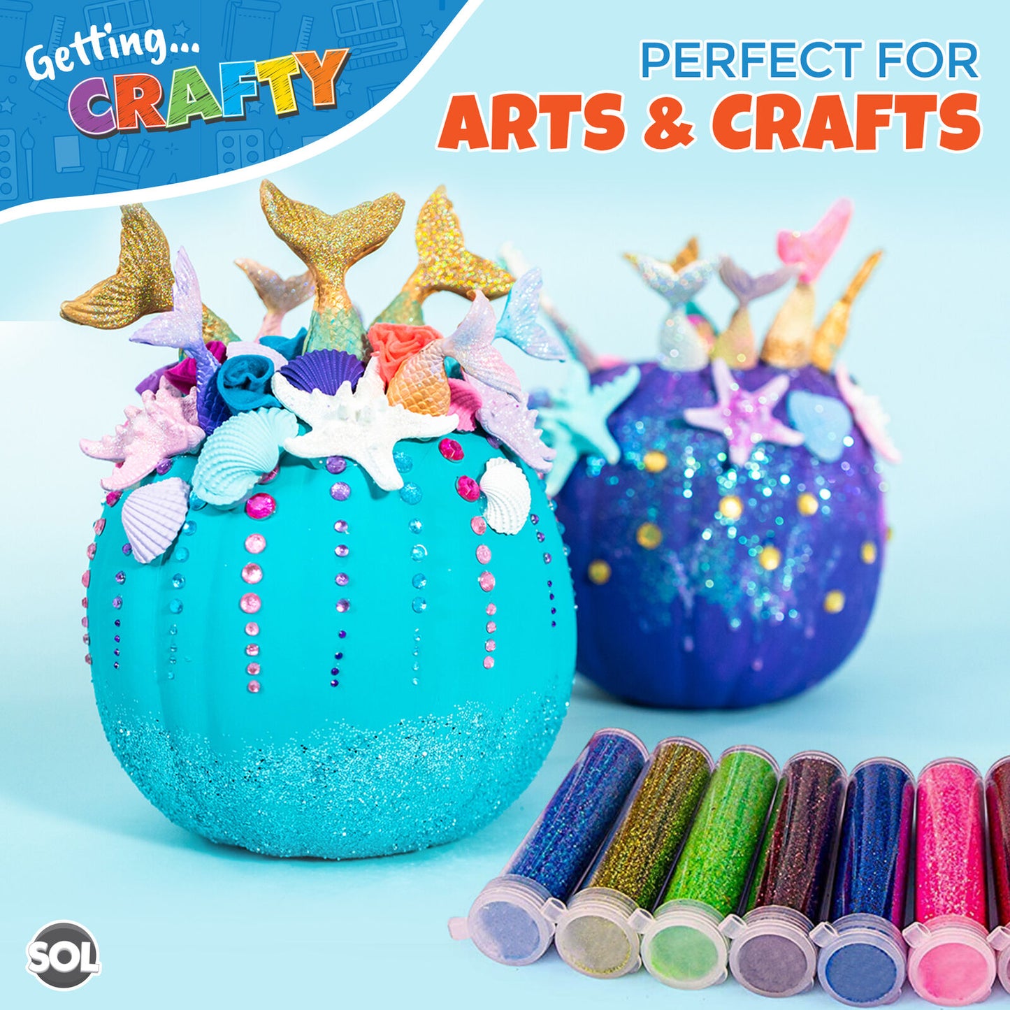 Glitter Tubes Assorted Colours | Shaker Pots Art & Craft | 10 Pack