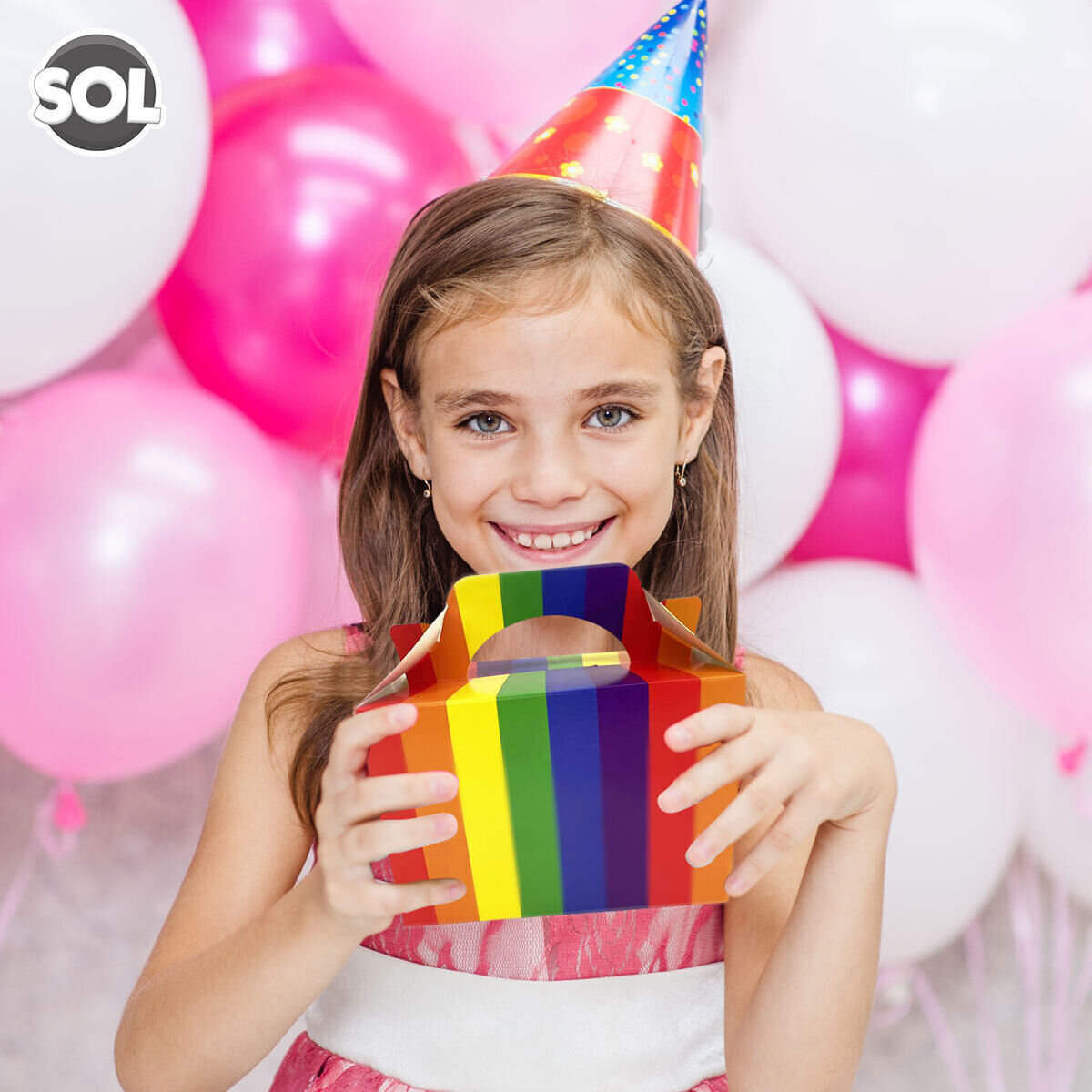 Rainbow Party Boxes | Large Kids Food Lunch Meal | Birthday Loot Gift Bag 20 Pack