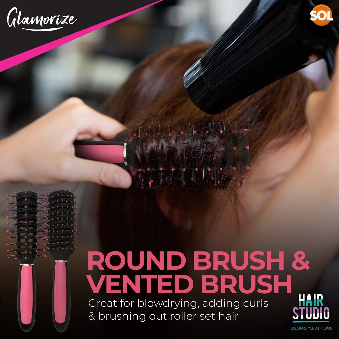 Hair Brush Set Pink for Women | Hairdressing Styling | 25 Pack