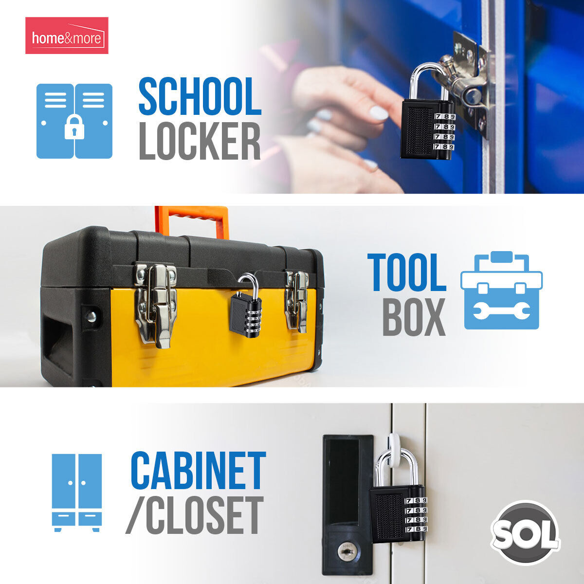 Combination Padlock Heavy Duty Outdoor Gym Travel Locker