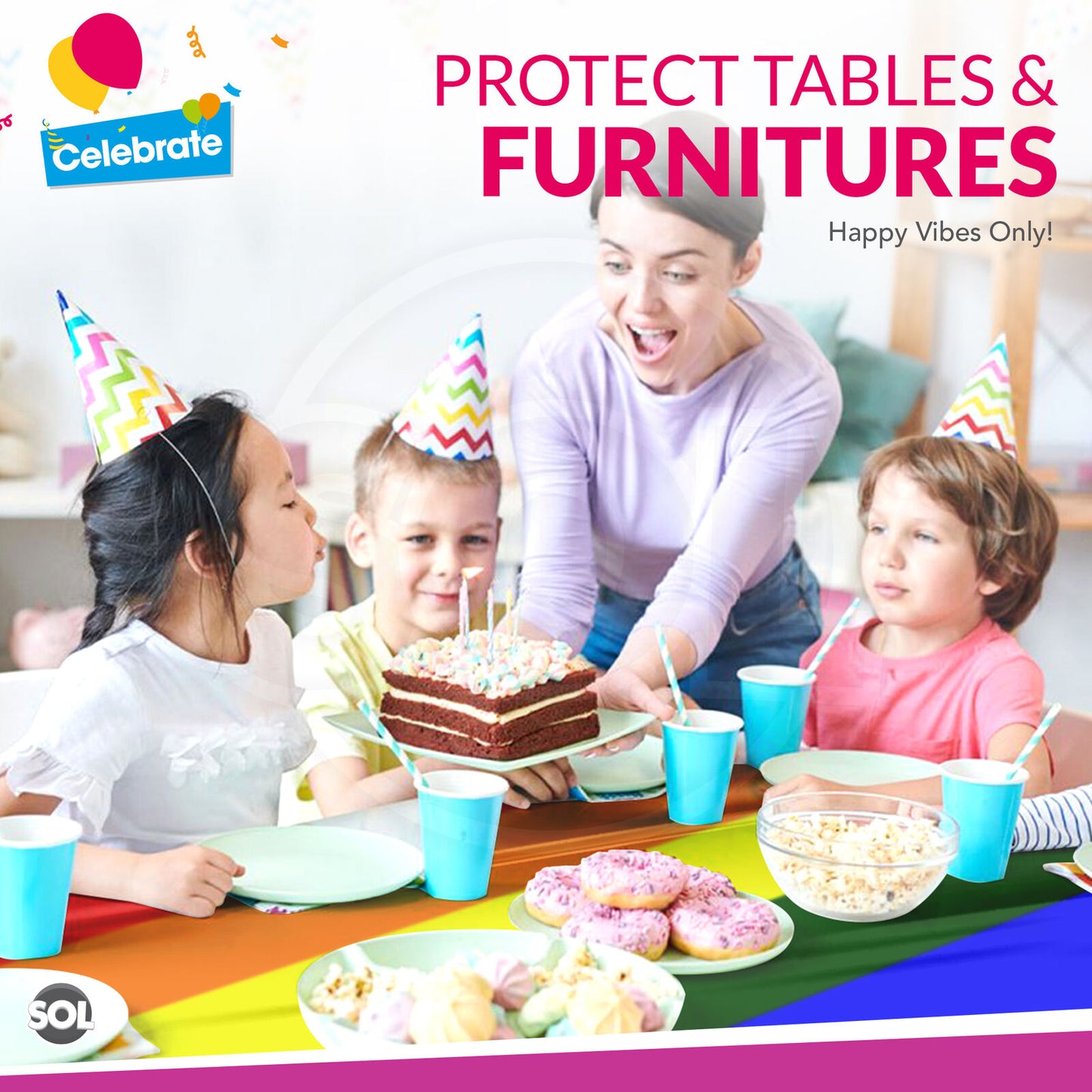 Plastic Table Cloth Covers Rectangular | Party Tableware | 2 Pack