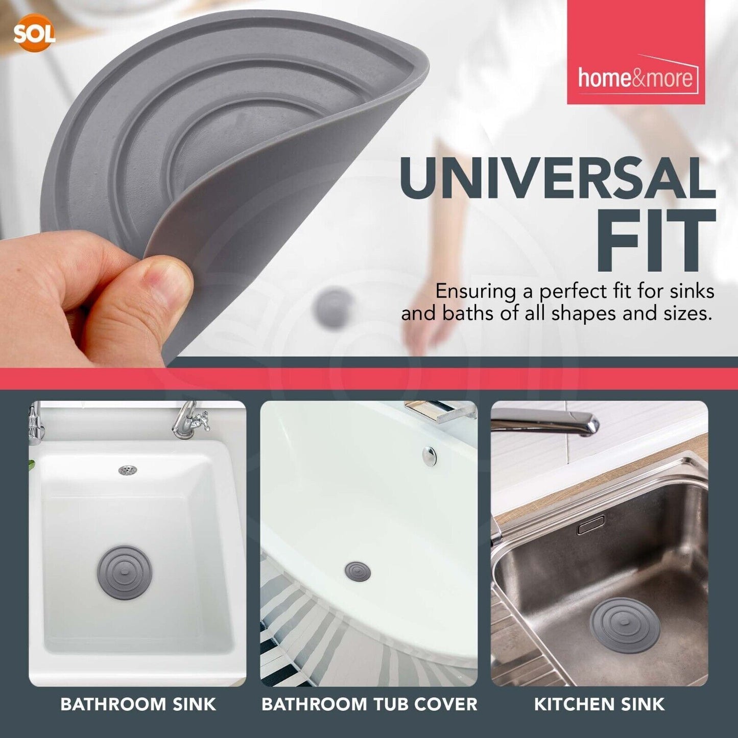 Silicone Sink Plug | Bath Kitchen Drain Hole Cover Stopper | 2 Pack