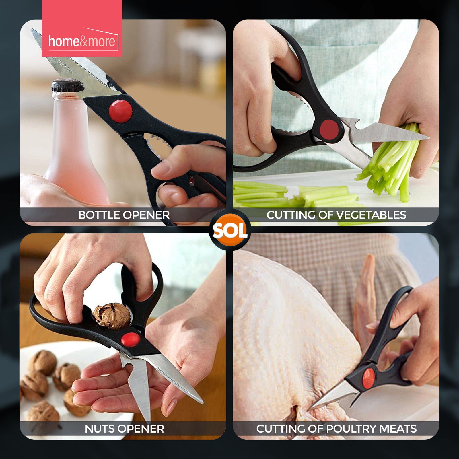 Stainless Steel Kitchen Scissors Set | Multi Purpose Heavy Duty Household Shears