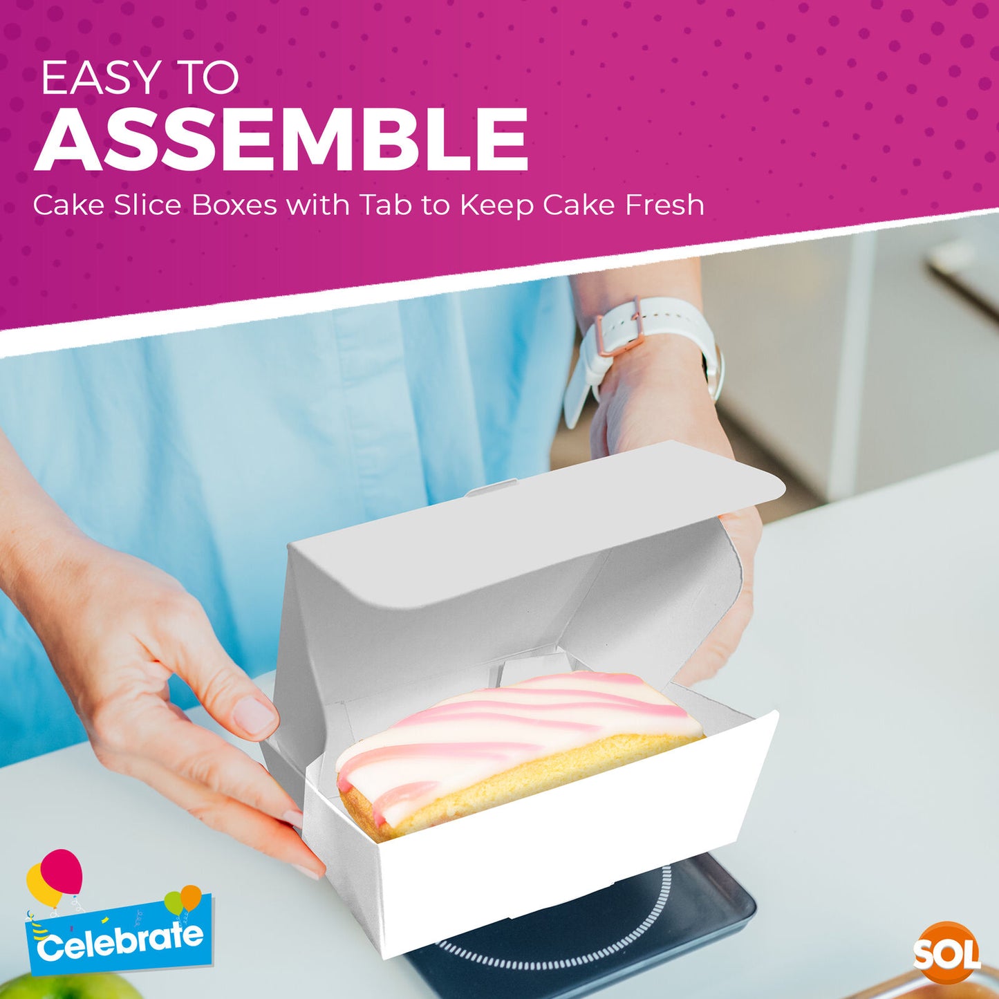 White Single Cake Slice Boxes | Wedding Party Favour | 20 Pack