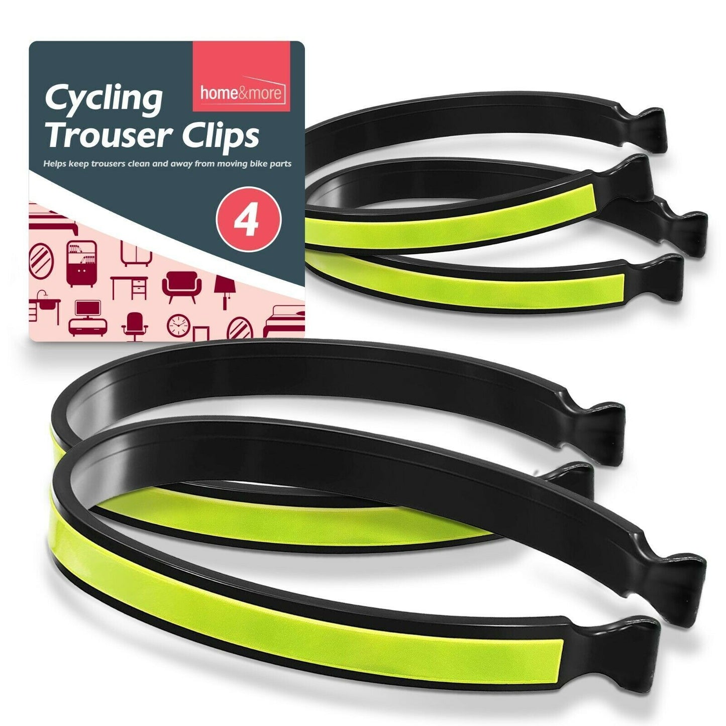 Cycle Clips Reflective Bands | Bike Trouser Strap 4 Pack