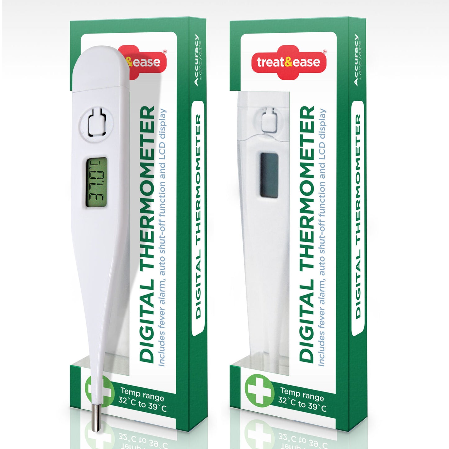 2pk Digital Thermometer Medical LCD Audible Alarm Baby Adult Oral Ear Body Fever