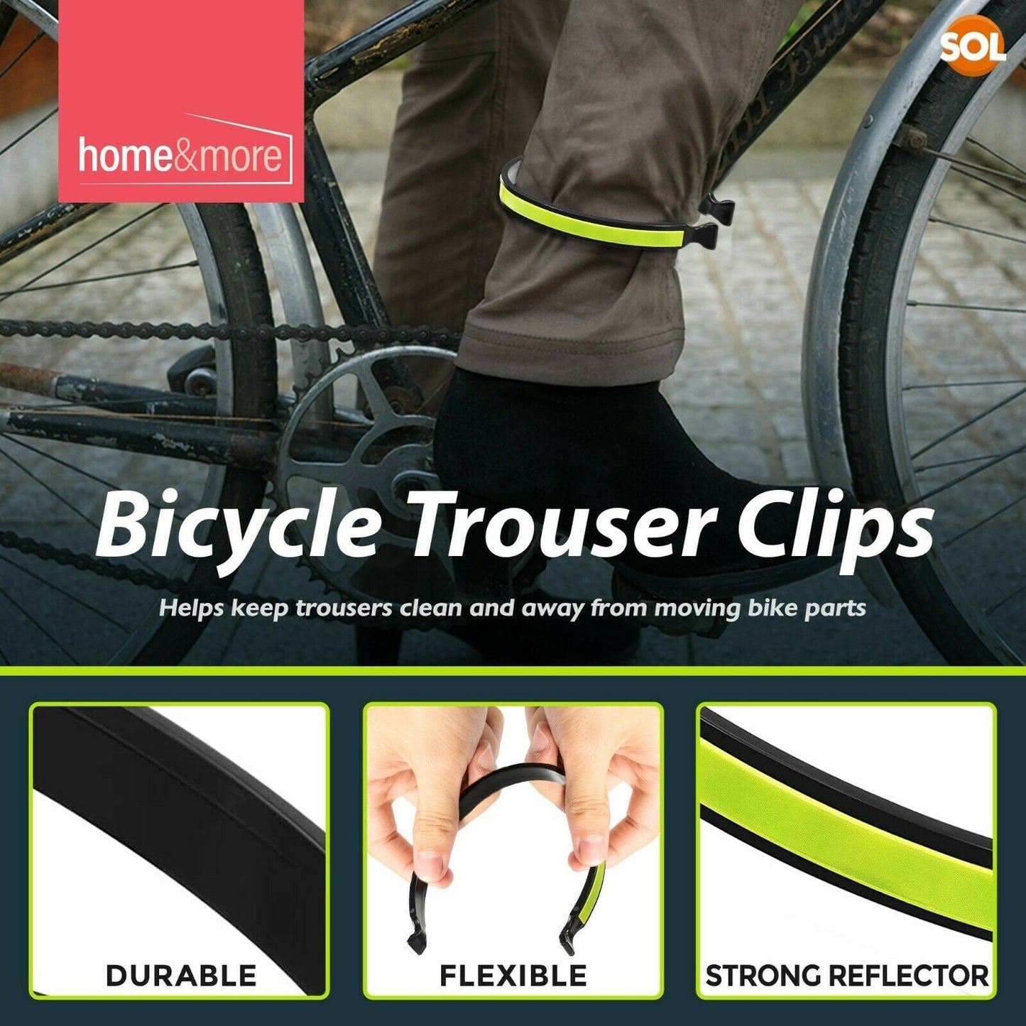 Cycle Clips Reflective Bands | Bike Trouser Strap 4 Pack