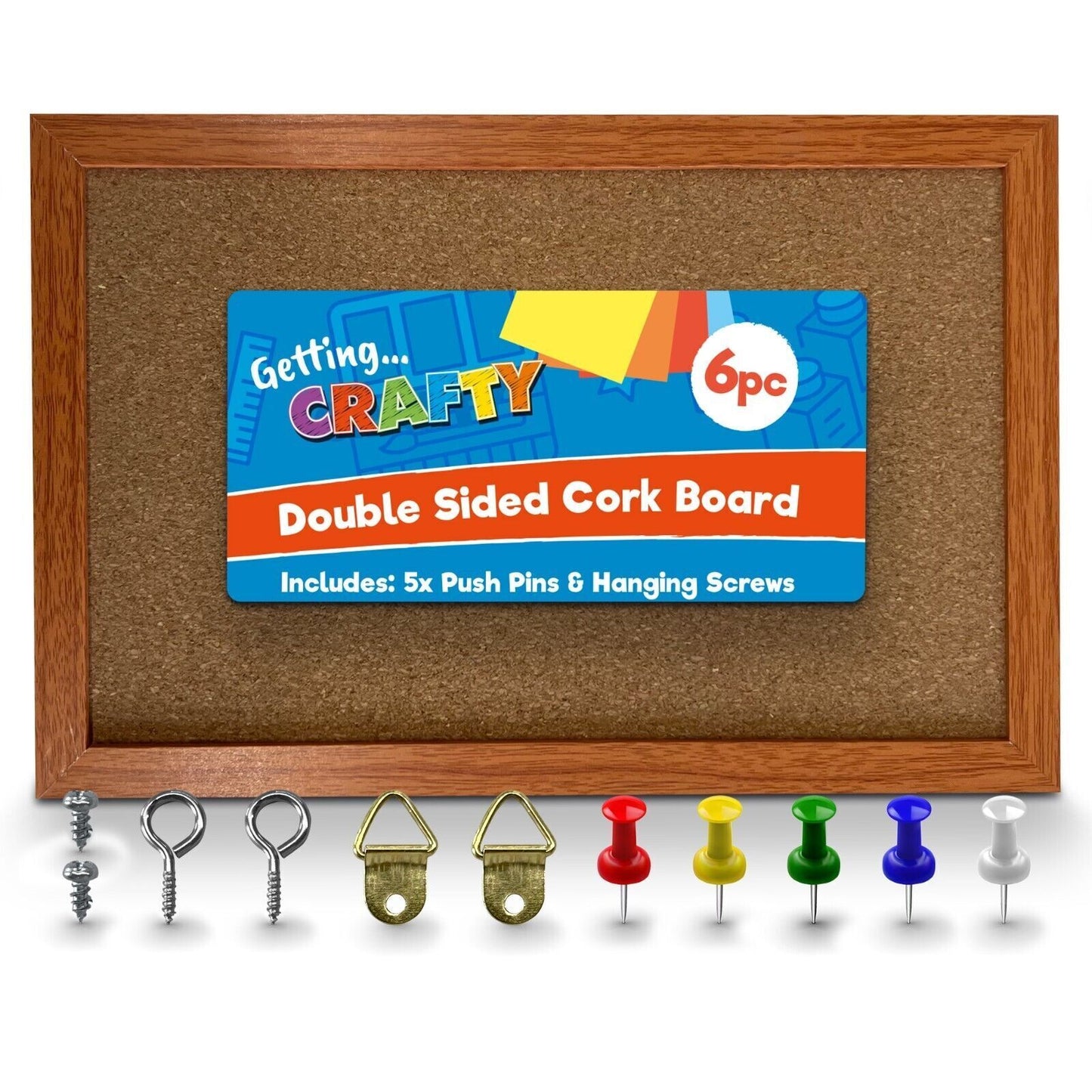Cork Board A4 Notice Memo Board with Pins – Wooden Frame