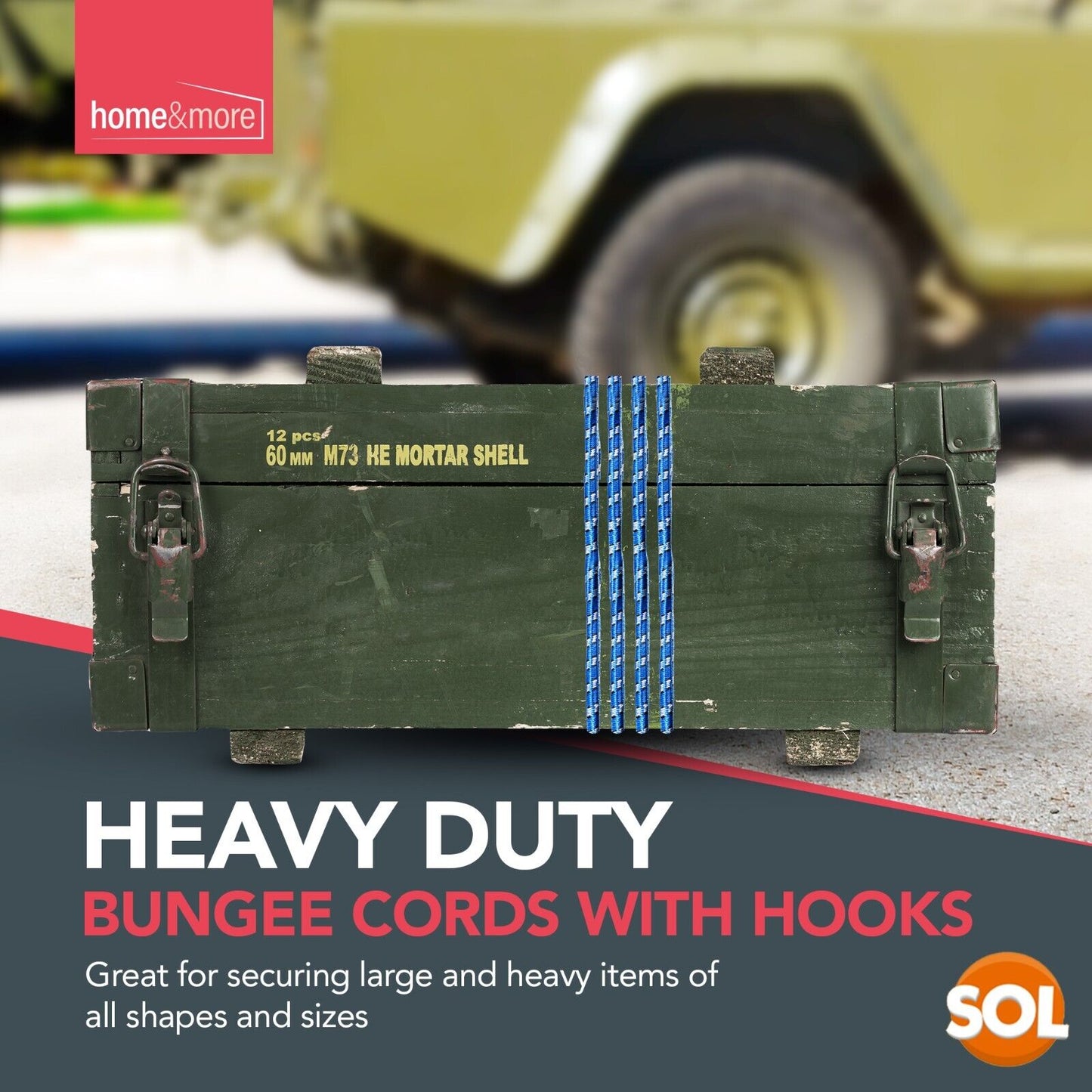 Bungee Cords 75cm with Hooks | Heavy Duty | 4 Pack