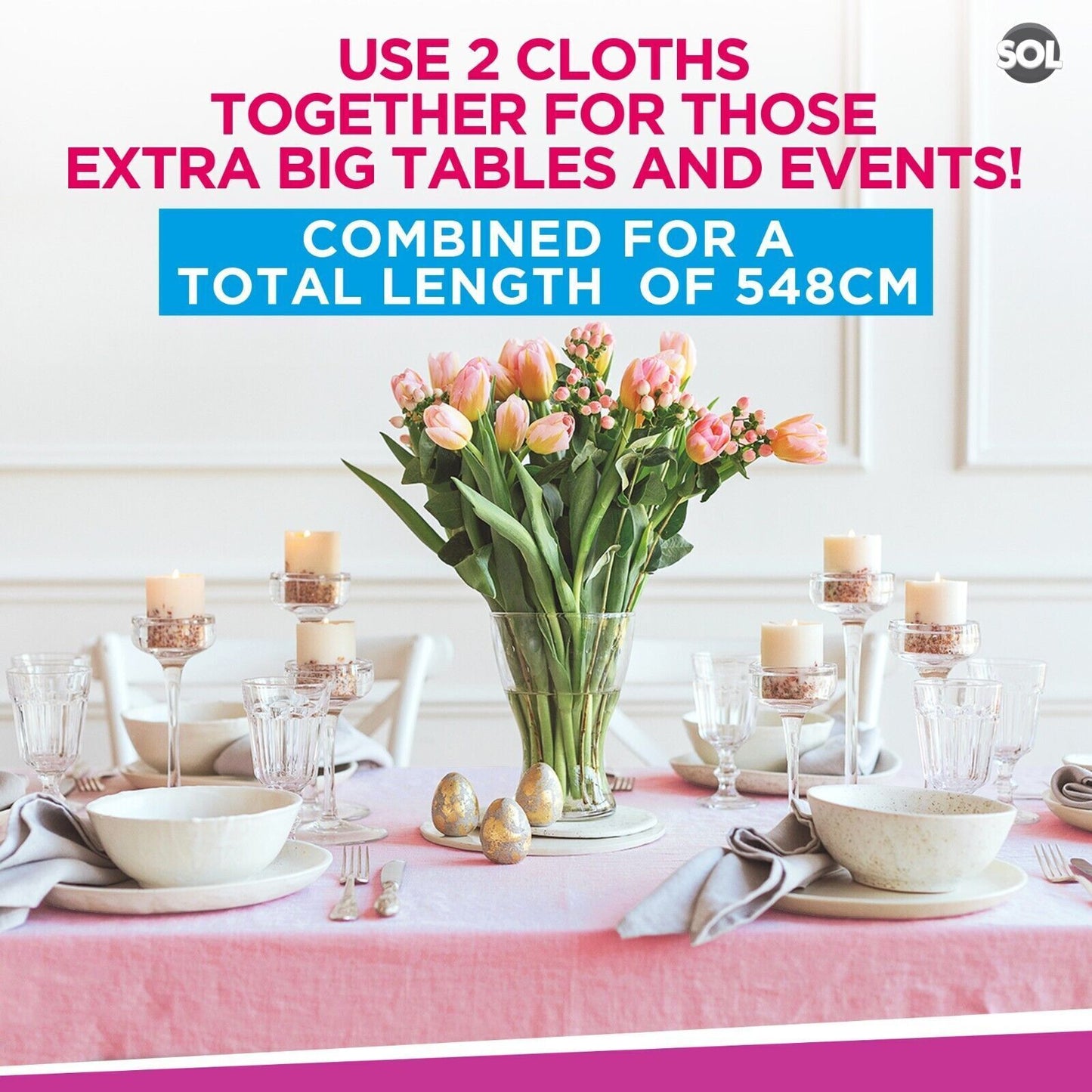 Plastic Table Cloth Covers Rectangular | Party Tableware | 2 Pack