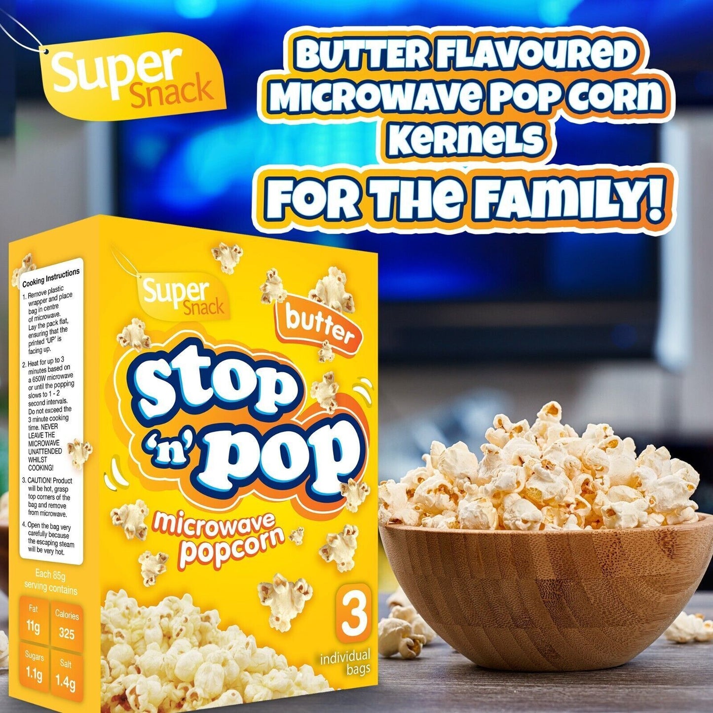 Microwave Popcorn 85g | Sweet Salted Butter Flavour | 48 Pack