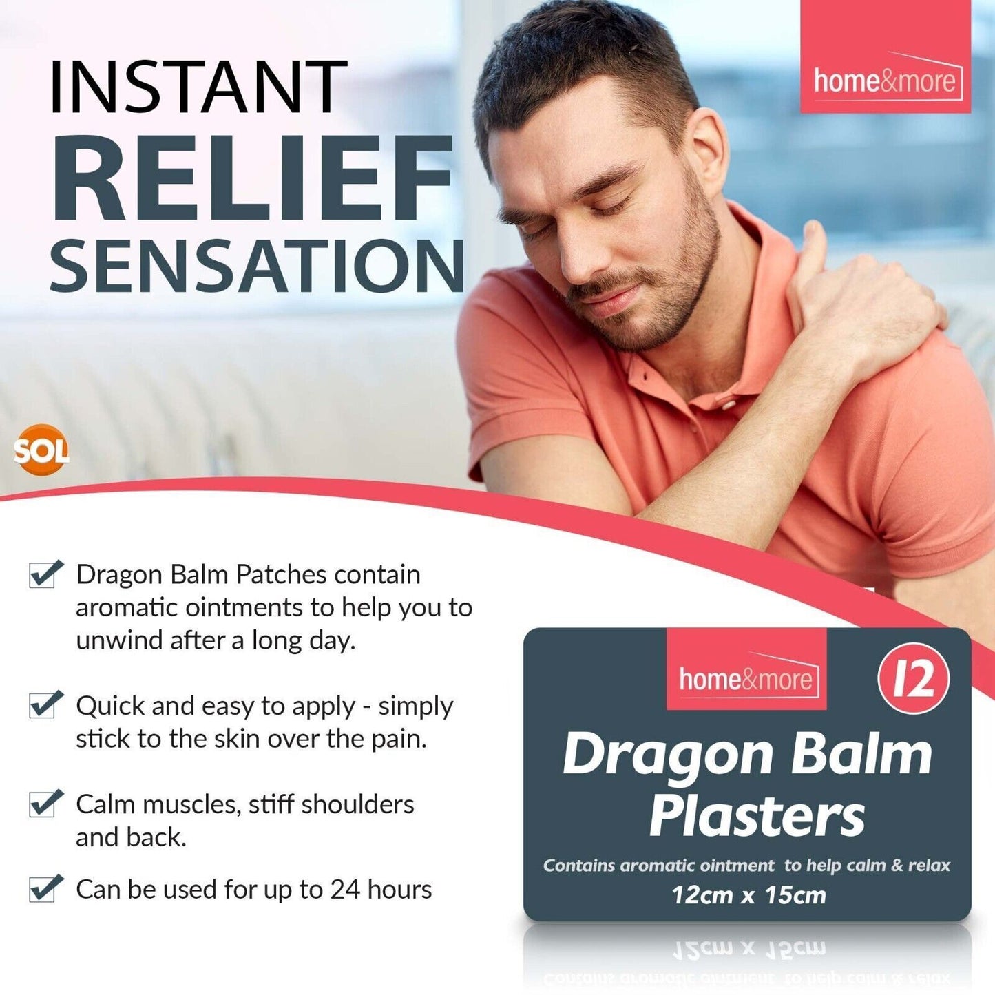 Dragon Balm Herbal Patch | Pain Relief Heat Therapy | 24 Pack