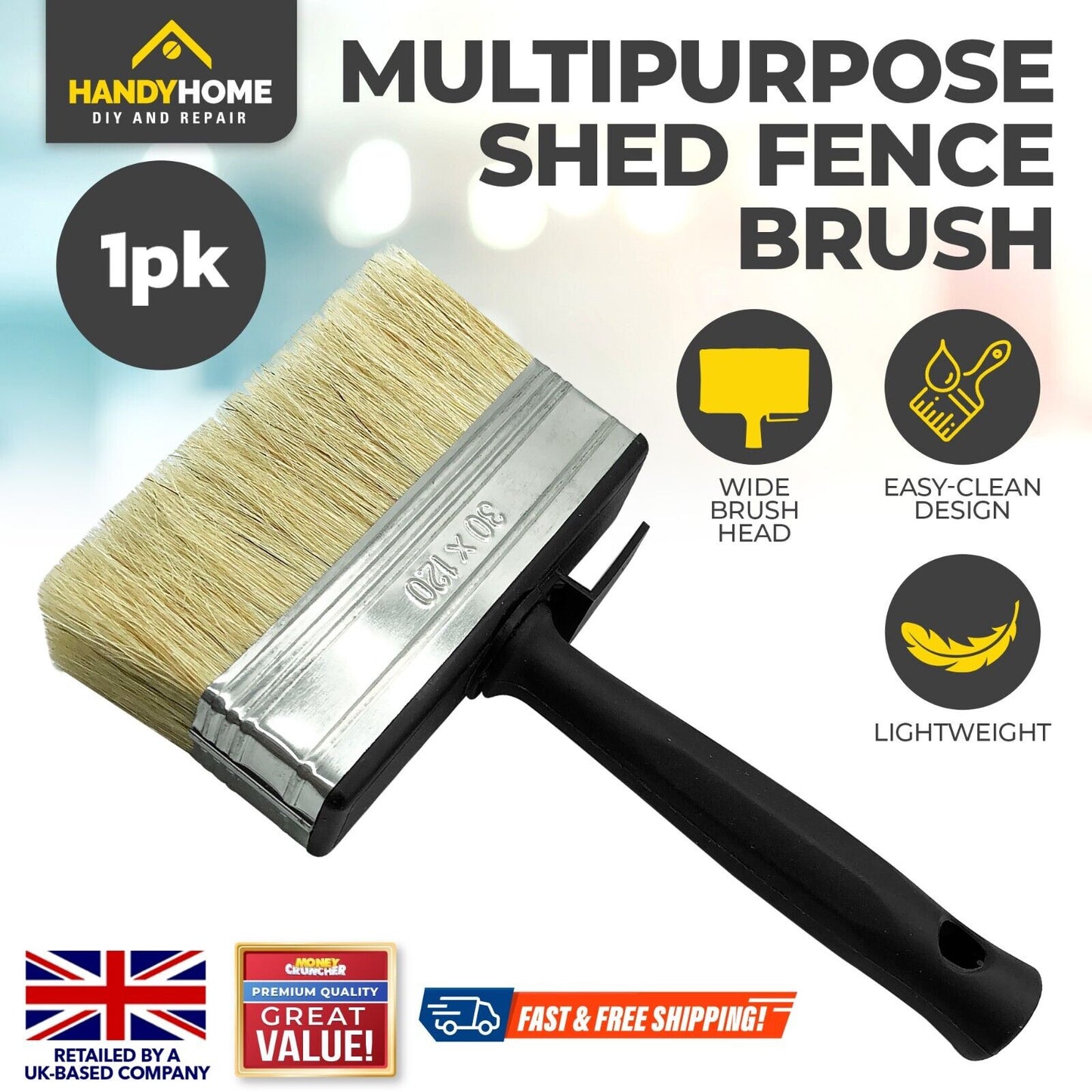 2-12 Shed Fence Brush 5" Multipurpose Wide Block Paint Paste Wood Decking Garden