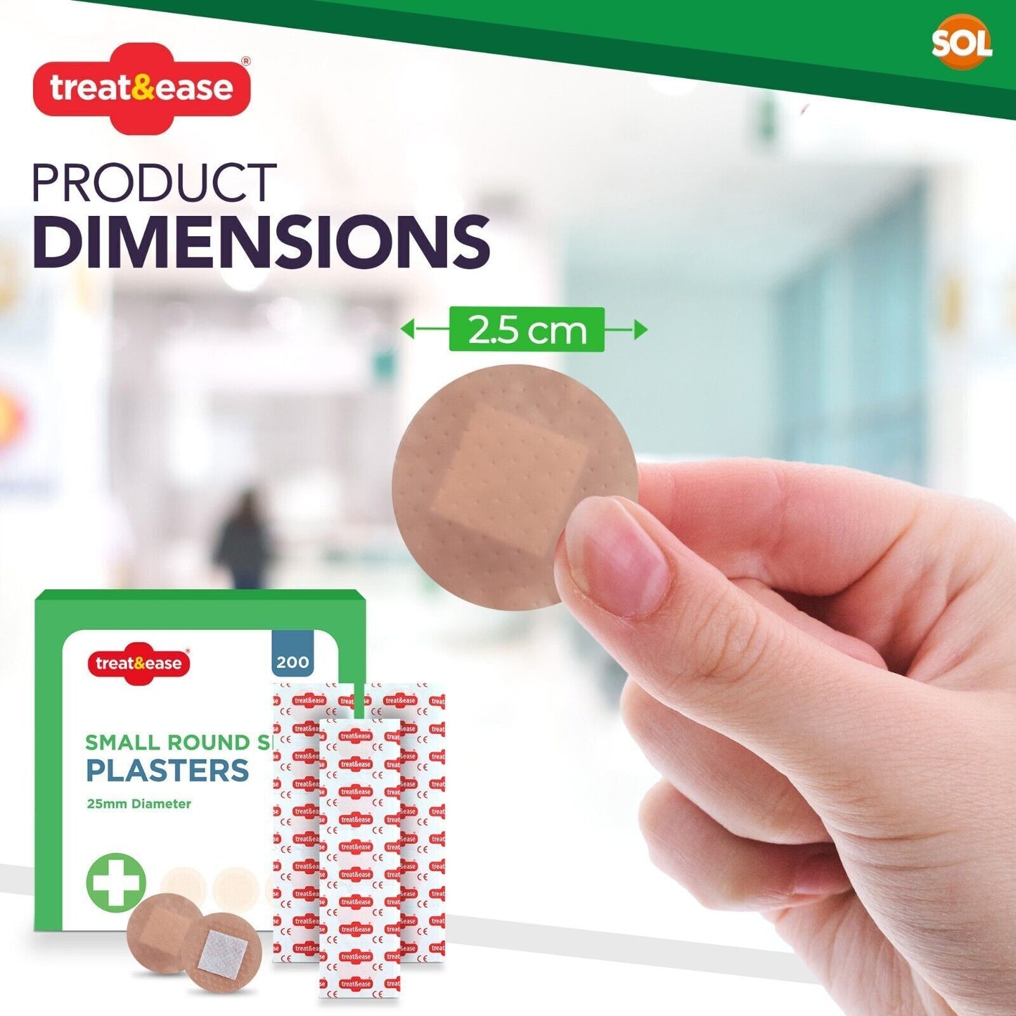 Round Spot Plasters 2.5cm Washproof First Aid | 400 Pack