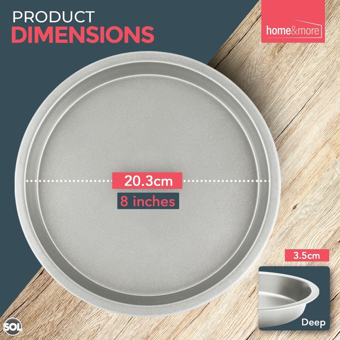 4 Round 8 Inch Cake Tin 20cm | 3.5cm Deep Base Baking Pan Tray Victoria Sandwich