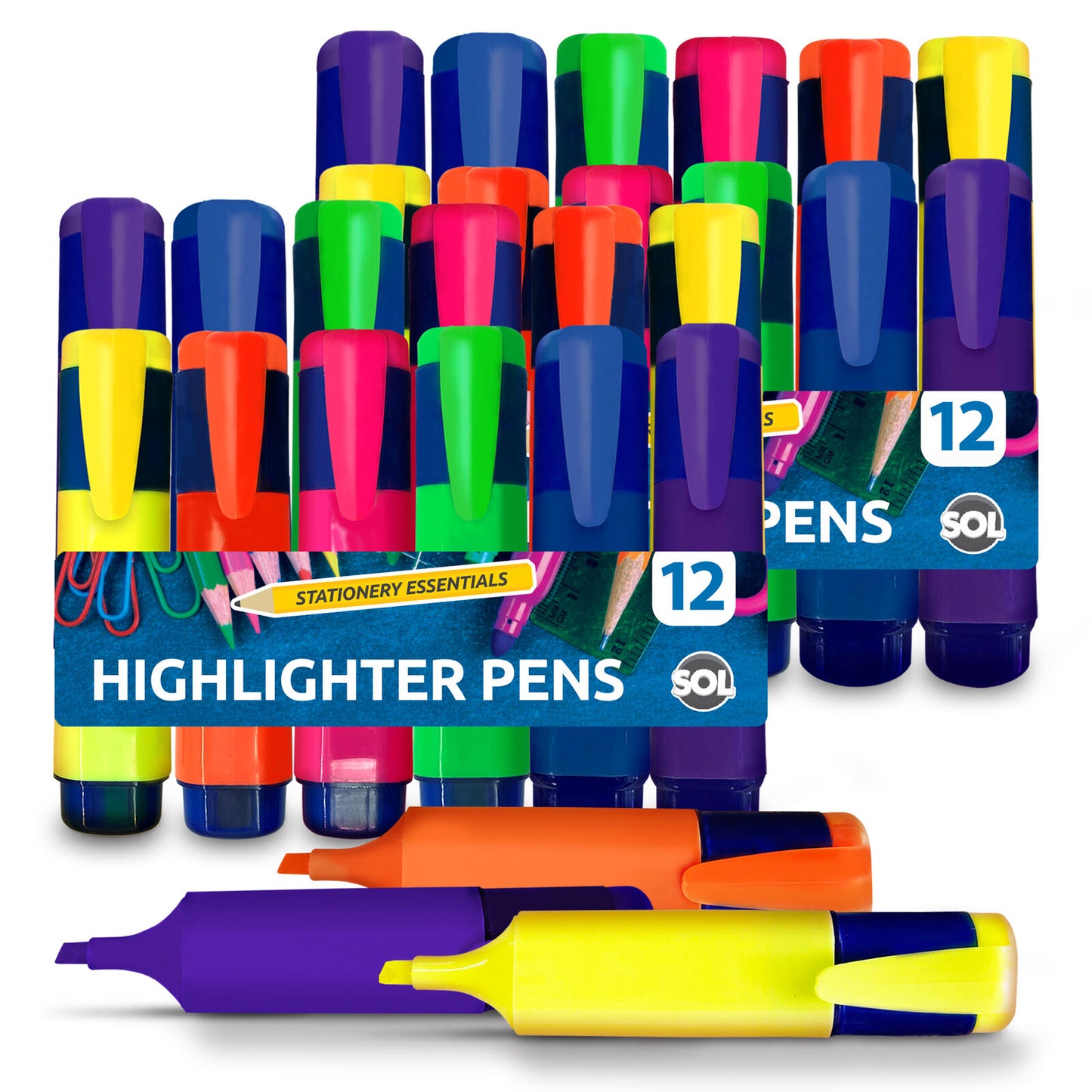 Highlighter Pens Fluorescent Colour Marker School Set | 6 Pack