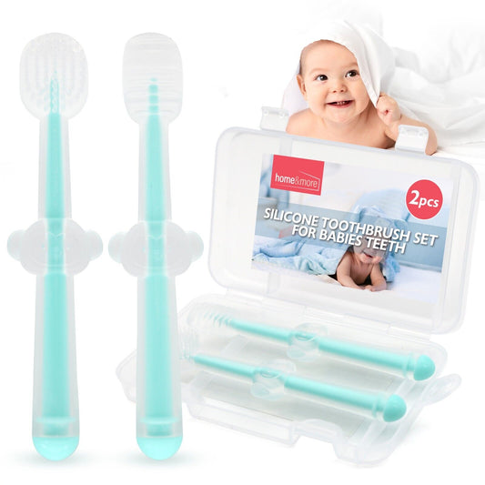 Silicone Baby Toothbrush & Teether Soft Chewable Brush | 2 Pack