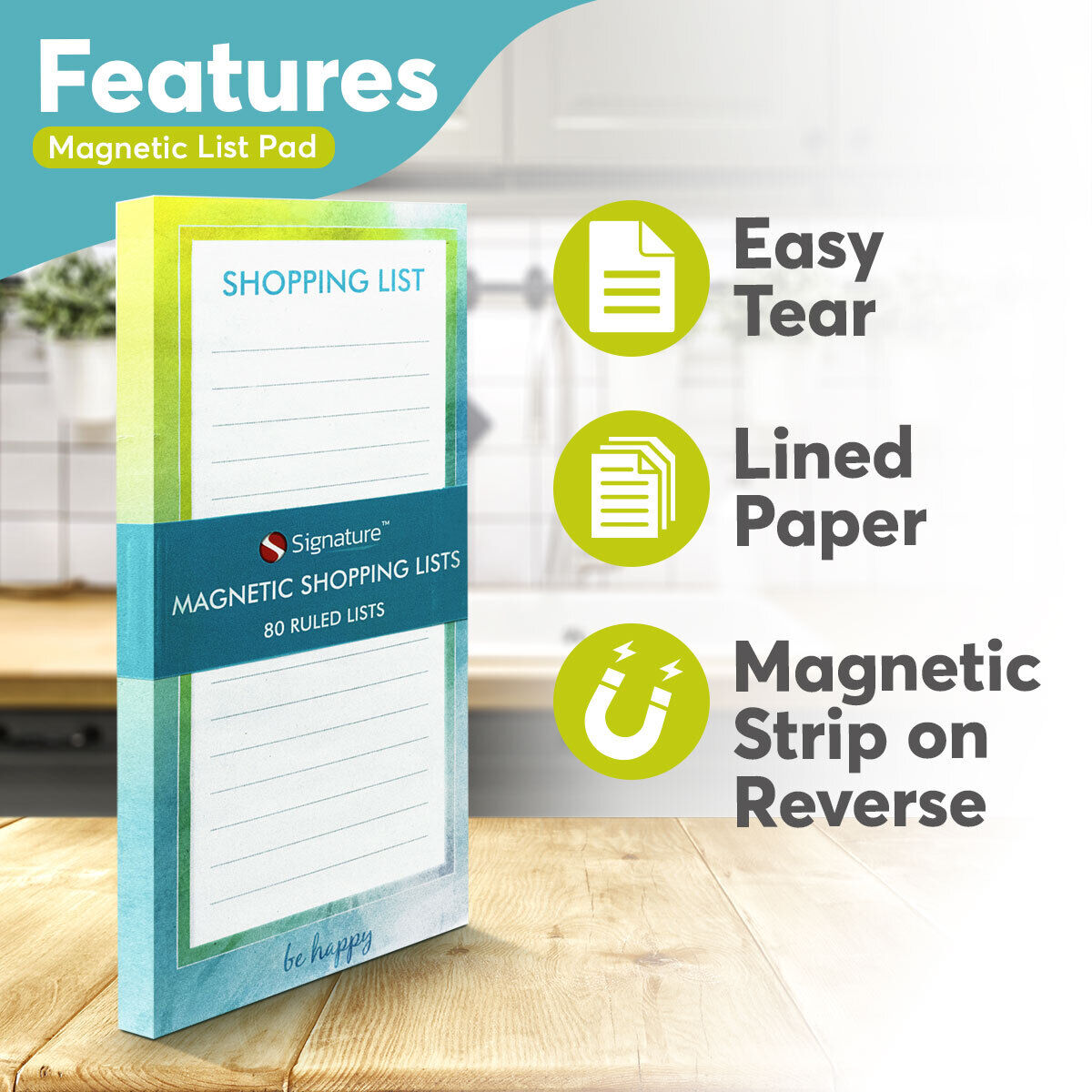 Magnetic Shopping List Pad | Fridge Memo Planner | 80 Pages