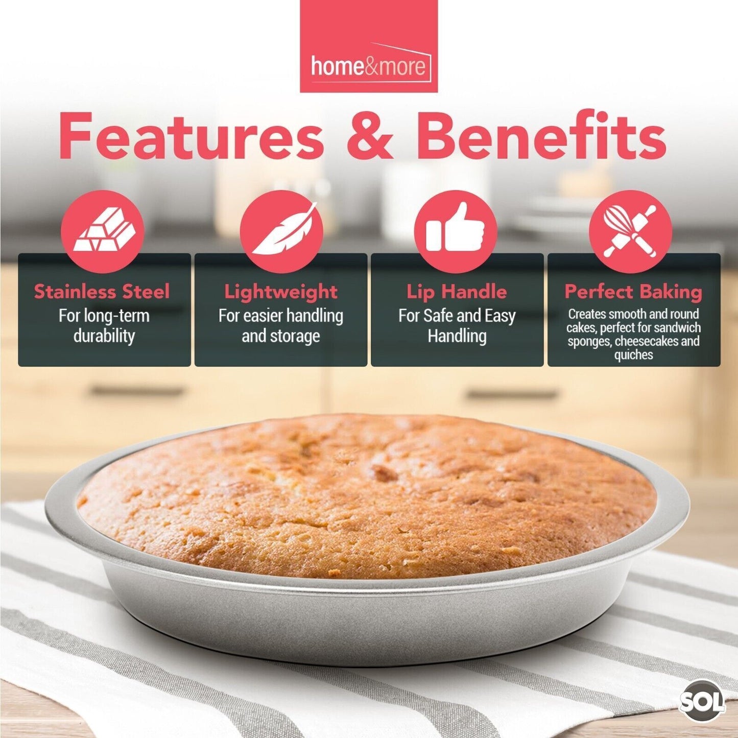4 Round 8 Inch Cake Tin 20cm | 3.5cm Deep Base Baking Pan Tray Victoria Sandwich