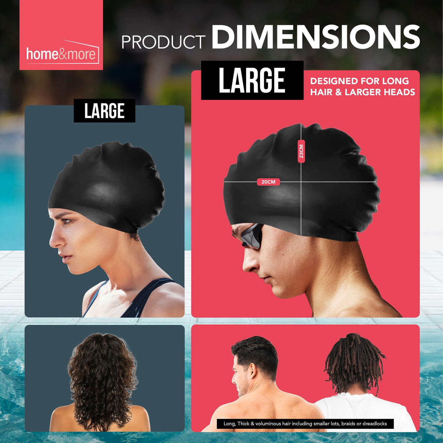 Black Silicone Swimming Cap Adult Waterproof Unisex
