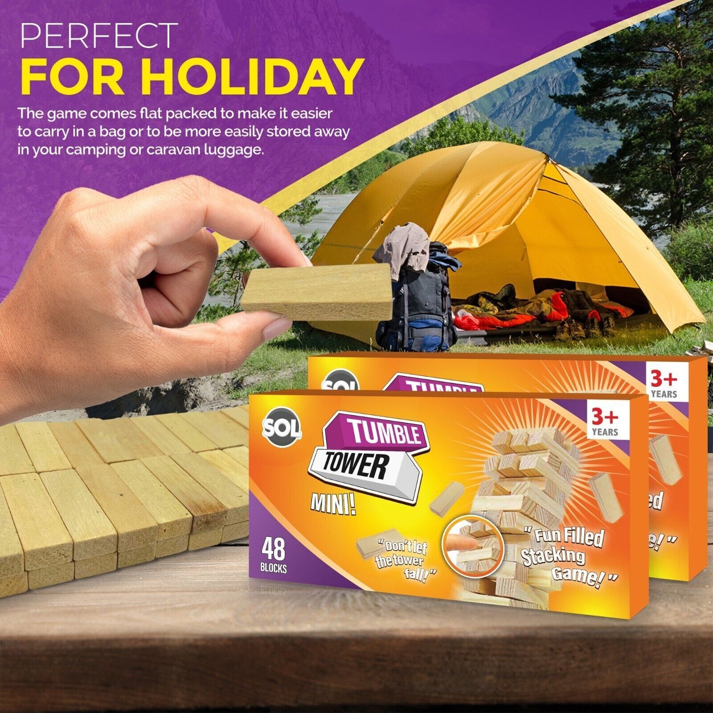 Wooden Tumbling Tower Game 48 Pieces | Traditional Stacking | 2 Pack