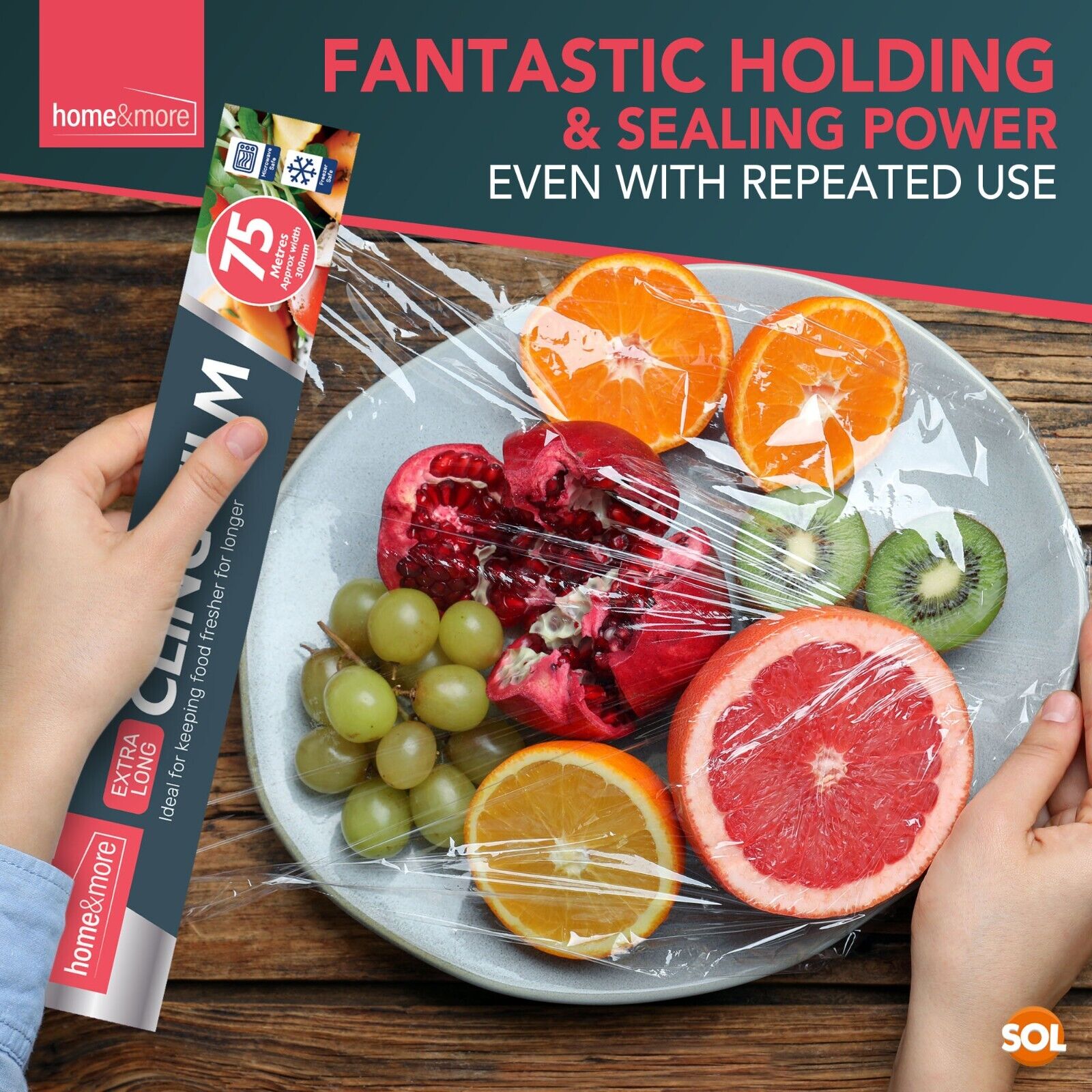 300-600M 30cm Cling Film Food Catering Easy Cut Large Refill Rolls Kitchen Wrap