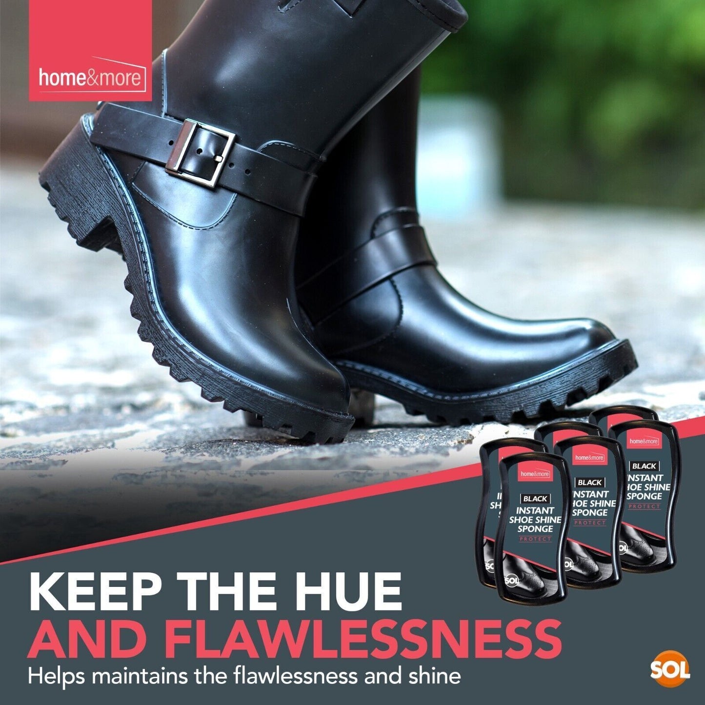 Instant Shoe Shine Sponge Black Leather Boot Polish | 6 Pack