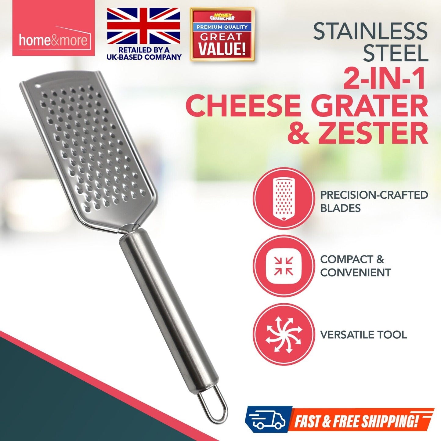 Hand Held Cheese Grater Stainless Steel Zester Slicer