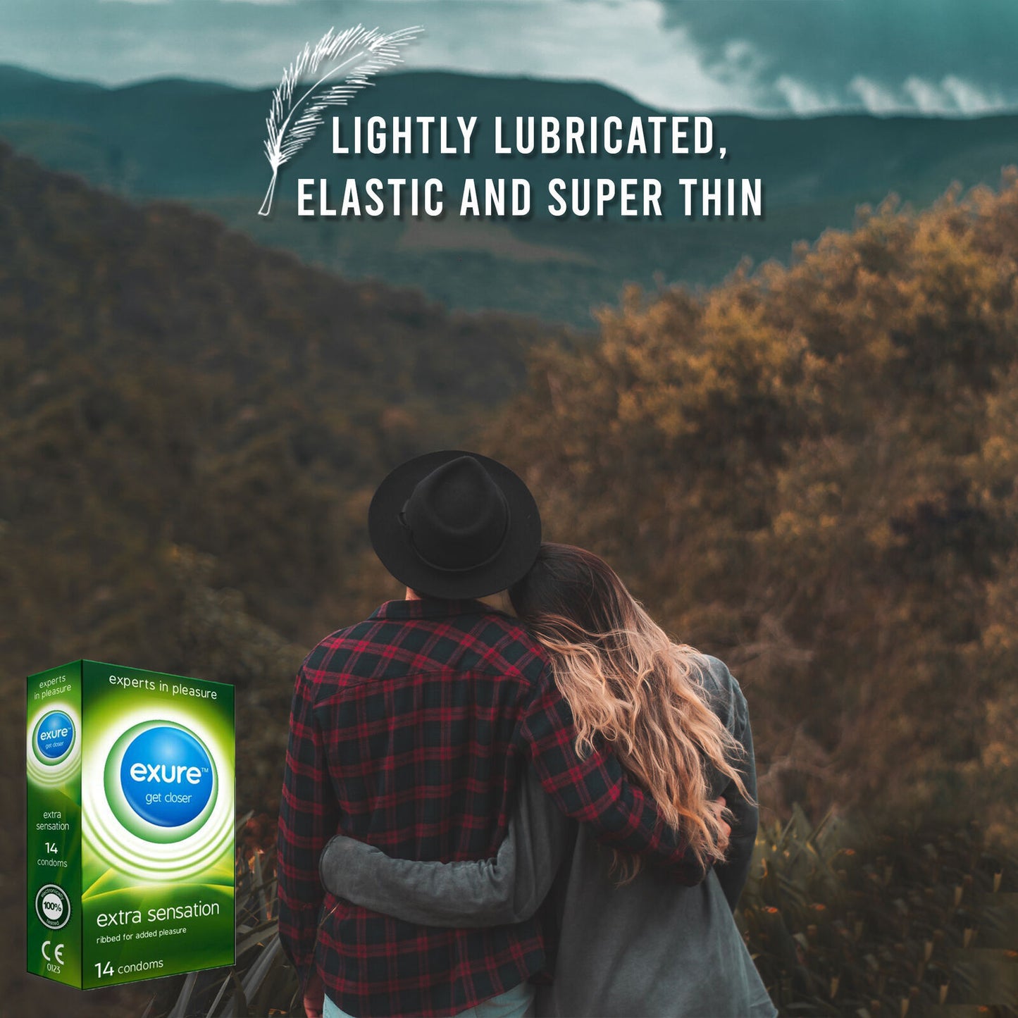 14-140pk Condoms Ribbed Natural Flavoured EXURE Safe Pleasure Discreet Packaging