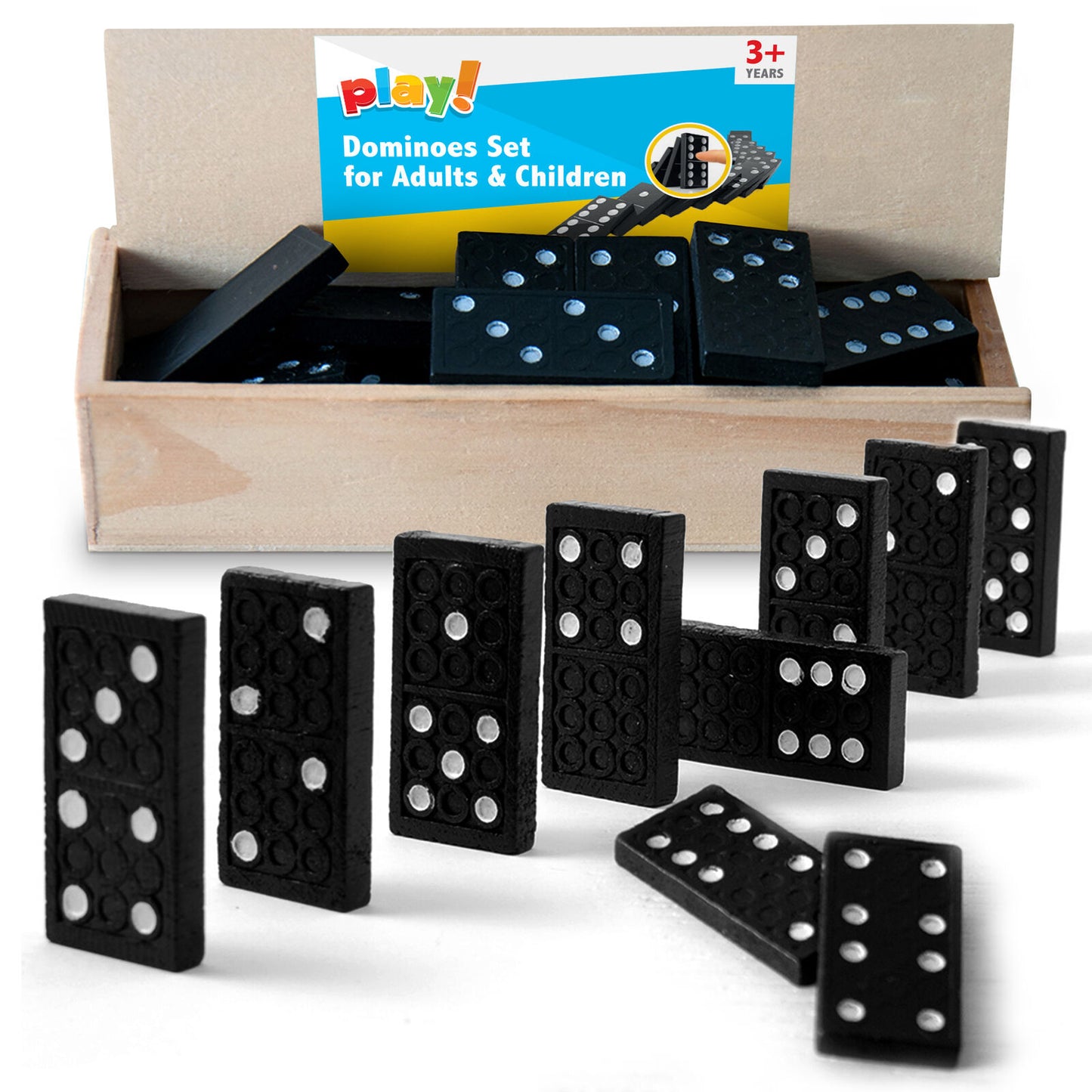 Dominoes Game Set | 28 Piece Travel Toy in Wooden Box