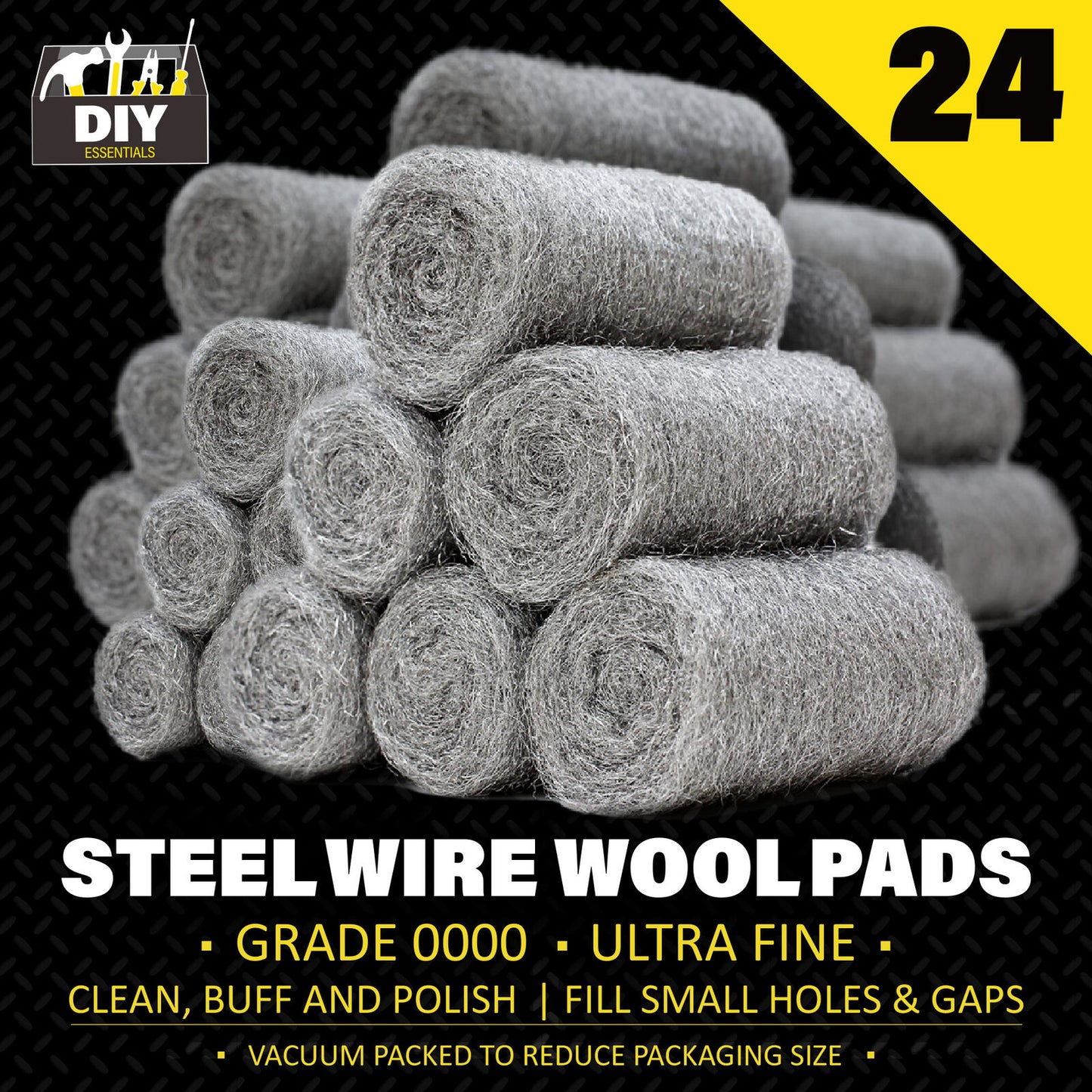 24 Steel Wire Wool Pads | Top Quality Grade 0000 Super Ultra Fine For Rats Mice