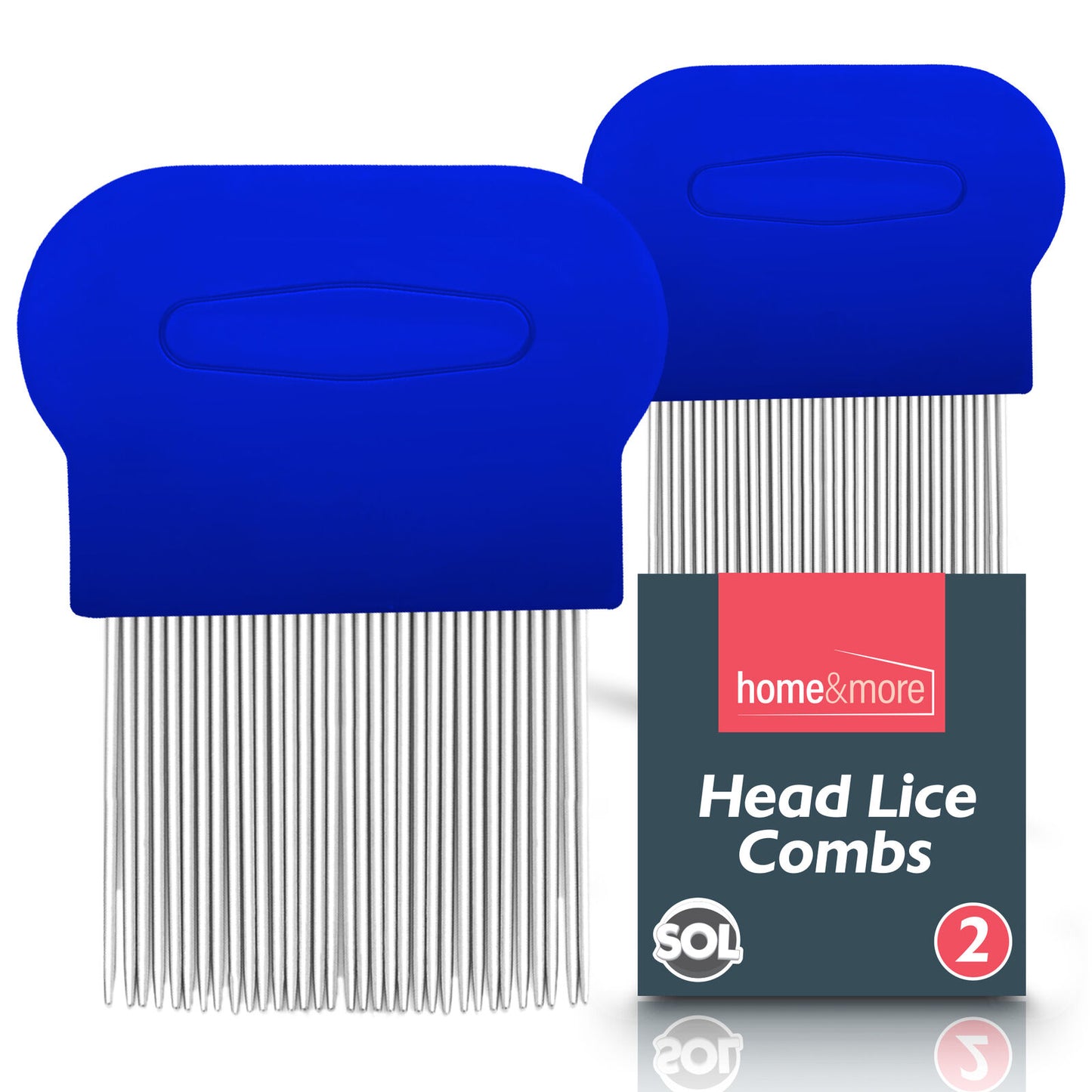 Head Lice & Flea Removal Comb | Fine Tooth Metal Tool | 2 Pack