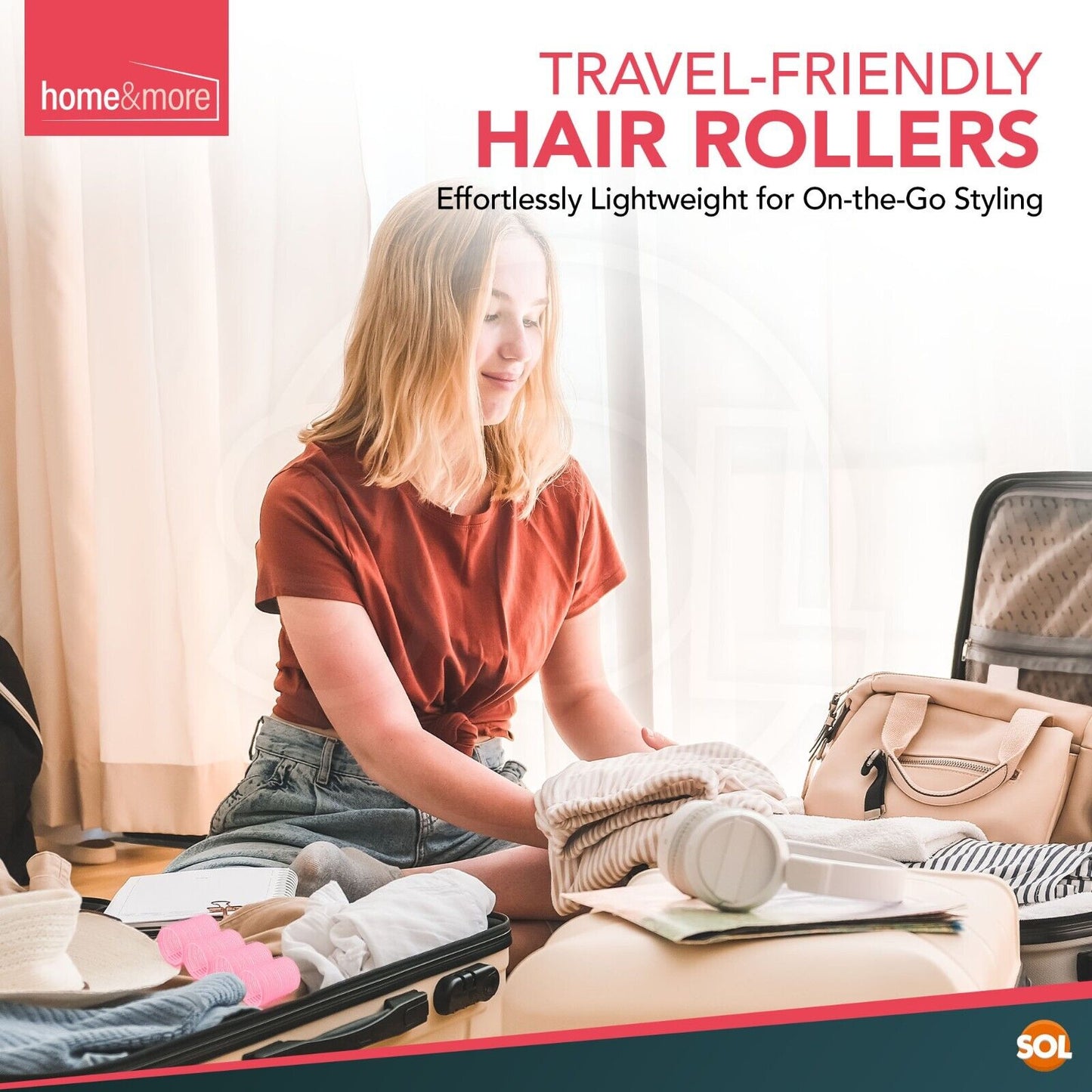 Heatless Hair Rollers Pink | Self Grip Curlers for Bouncy Waves | 4 Pack